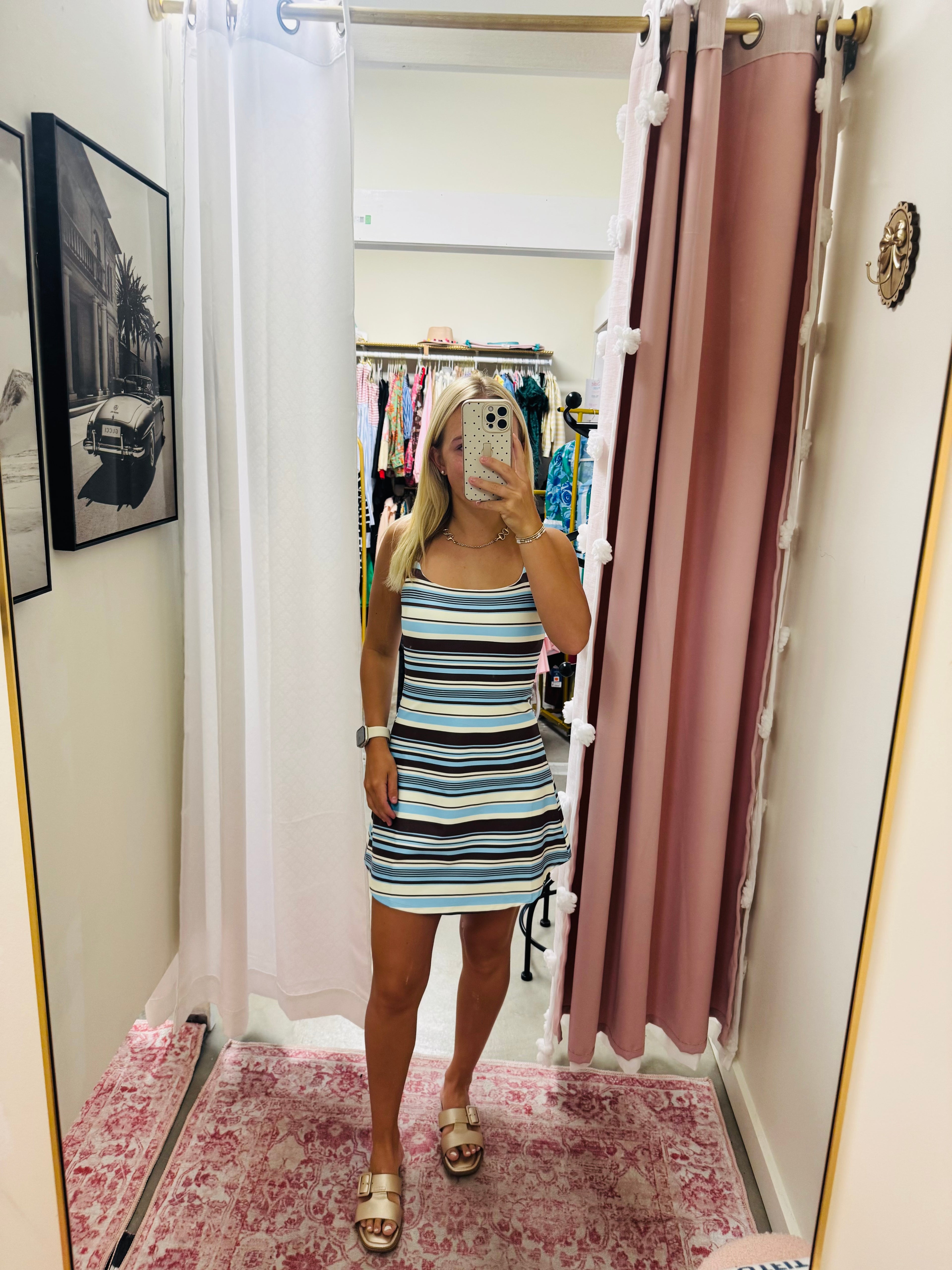Brown and Blue Stripe Athletic Dress