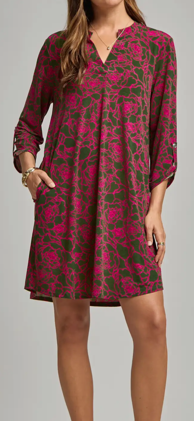 Plus Green and Pink Dress