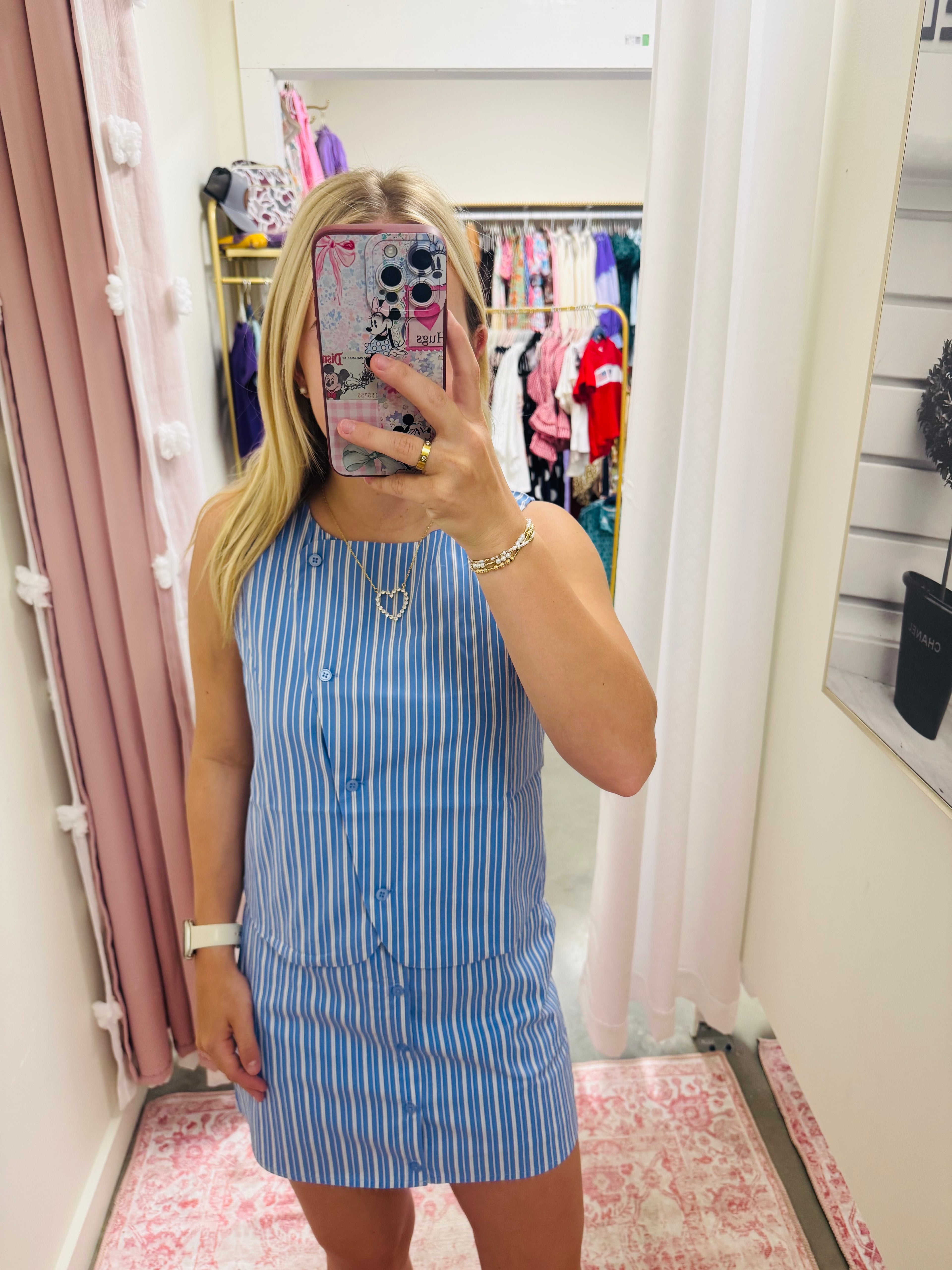 Blue Striped Vest Top