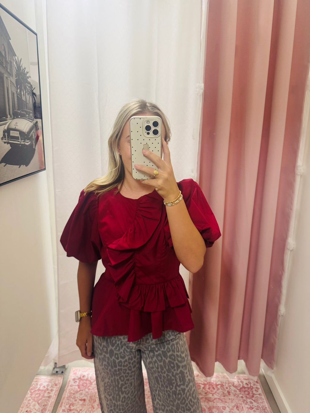 Red Puff Sleeve Top