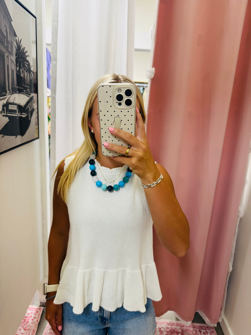 Multi Blue Chunky Ball Necklace
