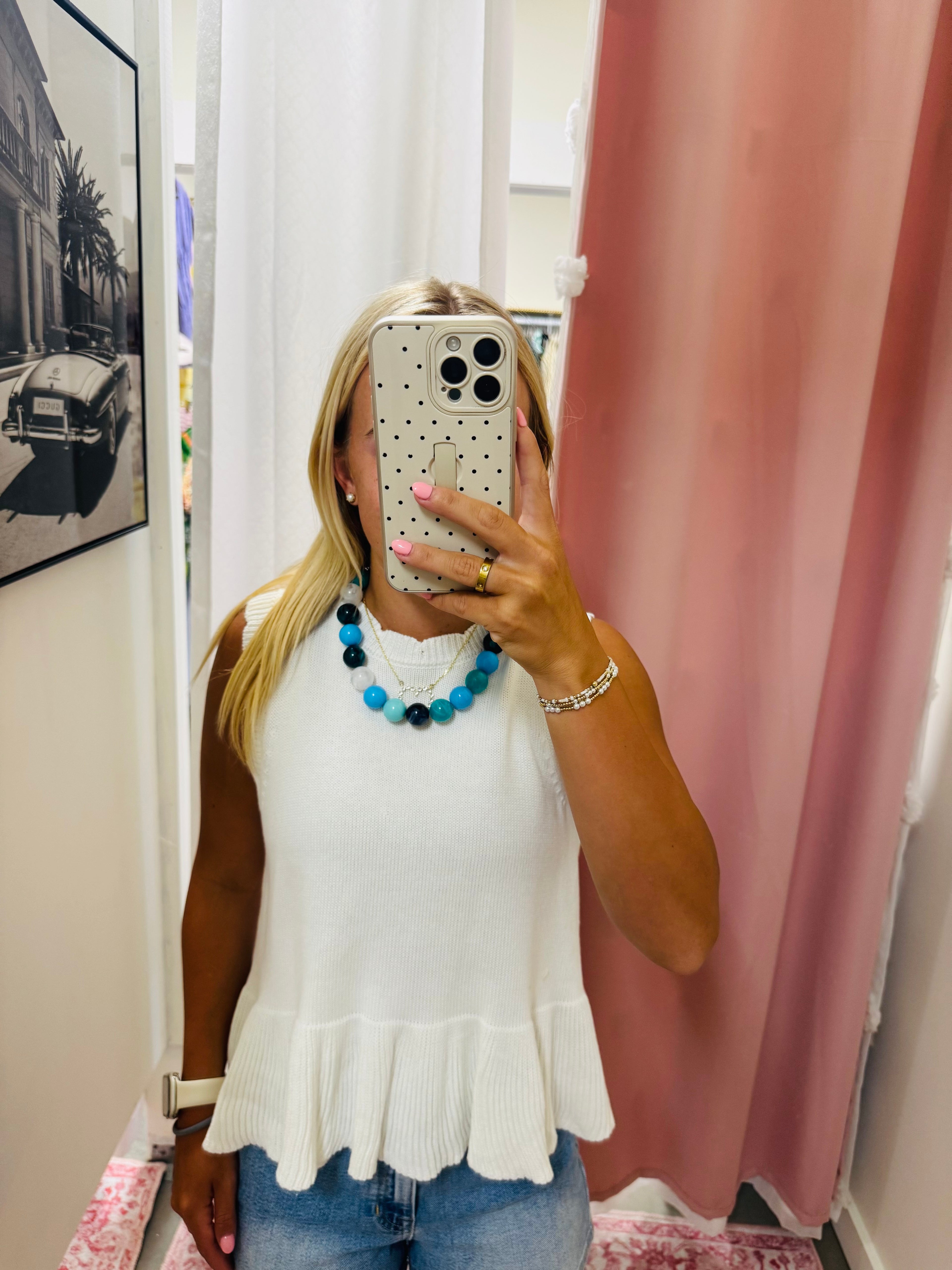 Multi Blue Chunky Ball Necklace
