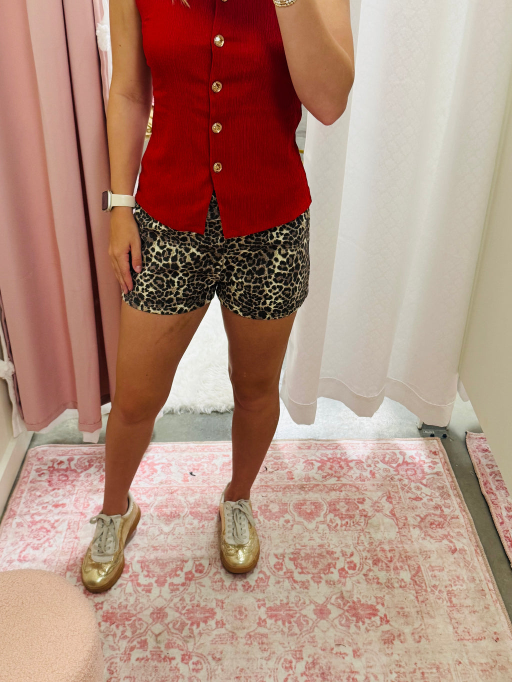 Leopard Twill Mini Shorts