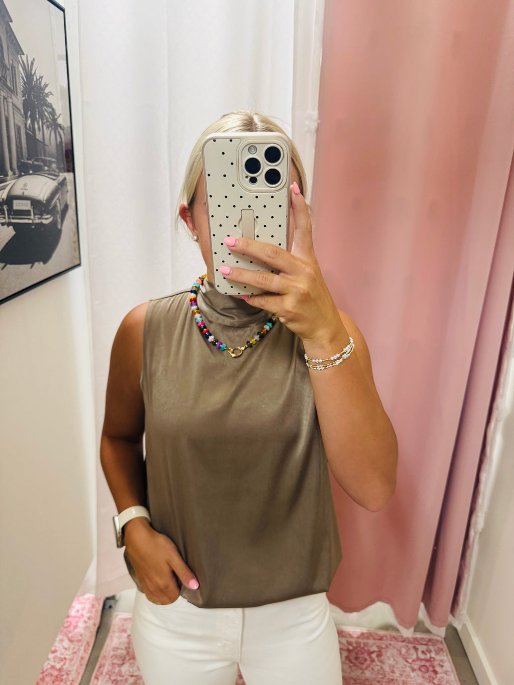 Silk Mock Neck Top