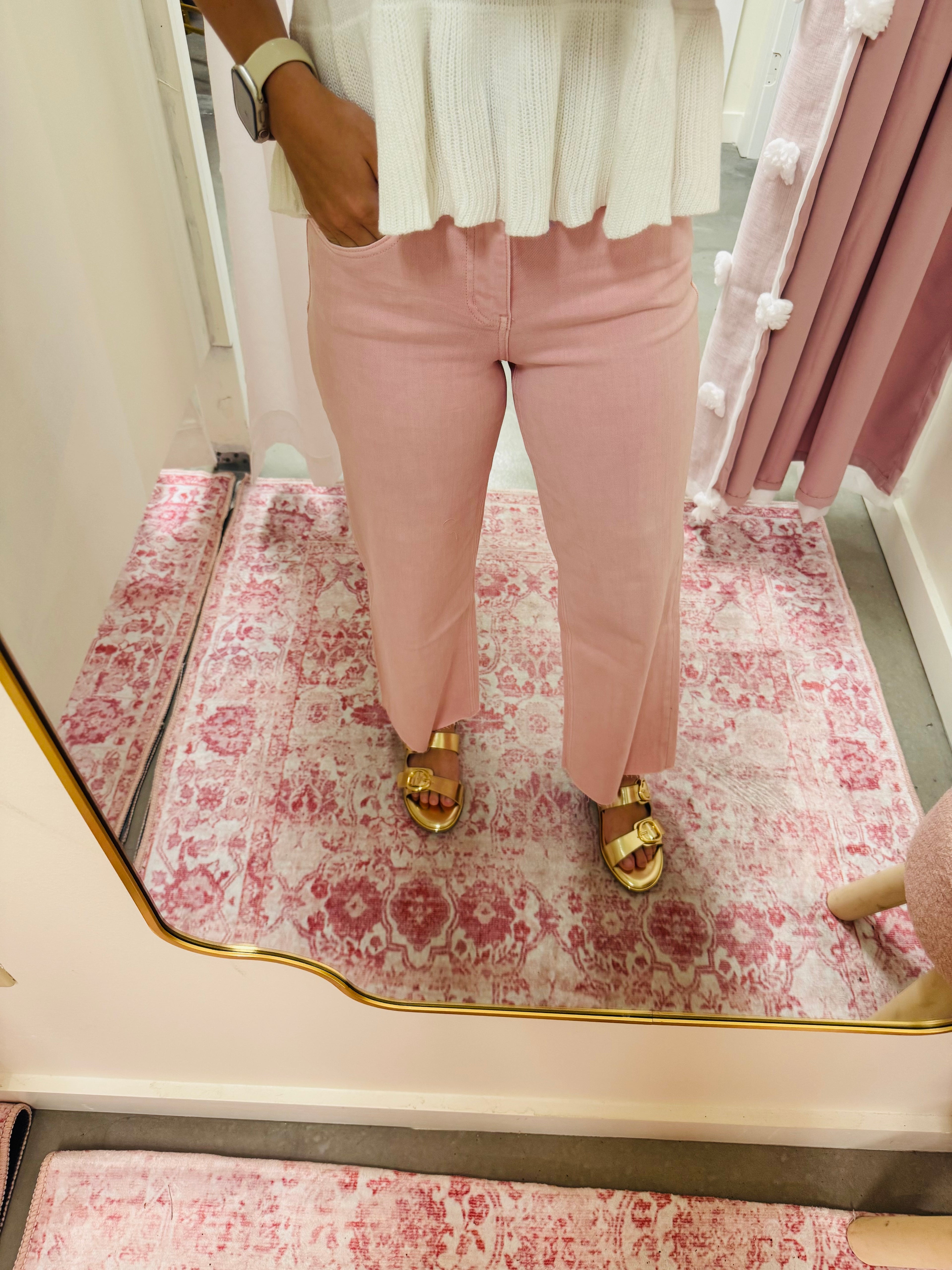 Baby Pink High Rise Crop Jean