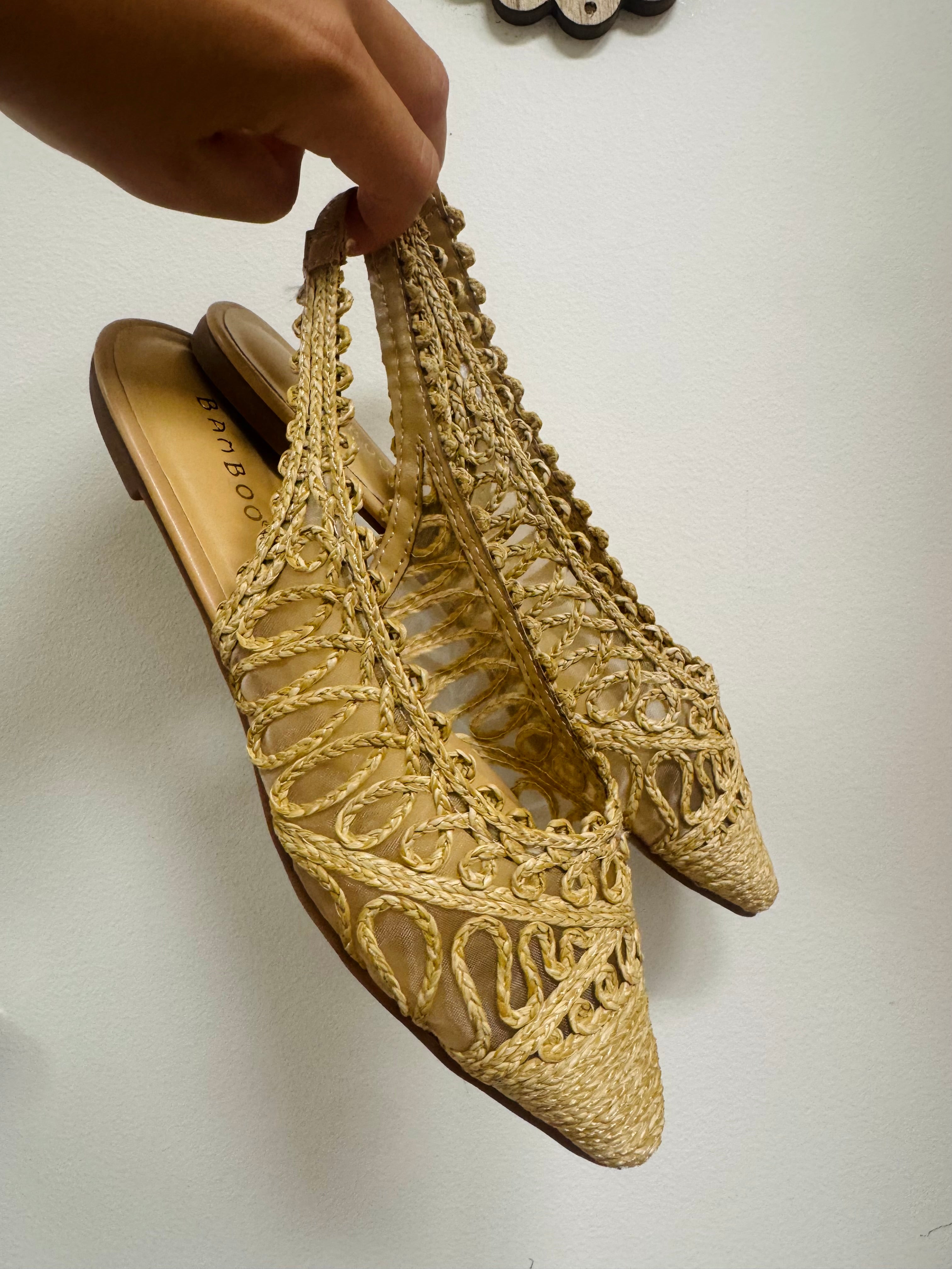 Natural Woven Sling Back Flat