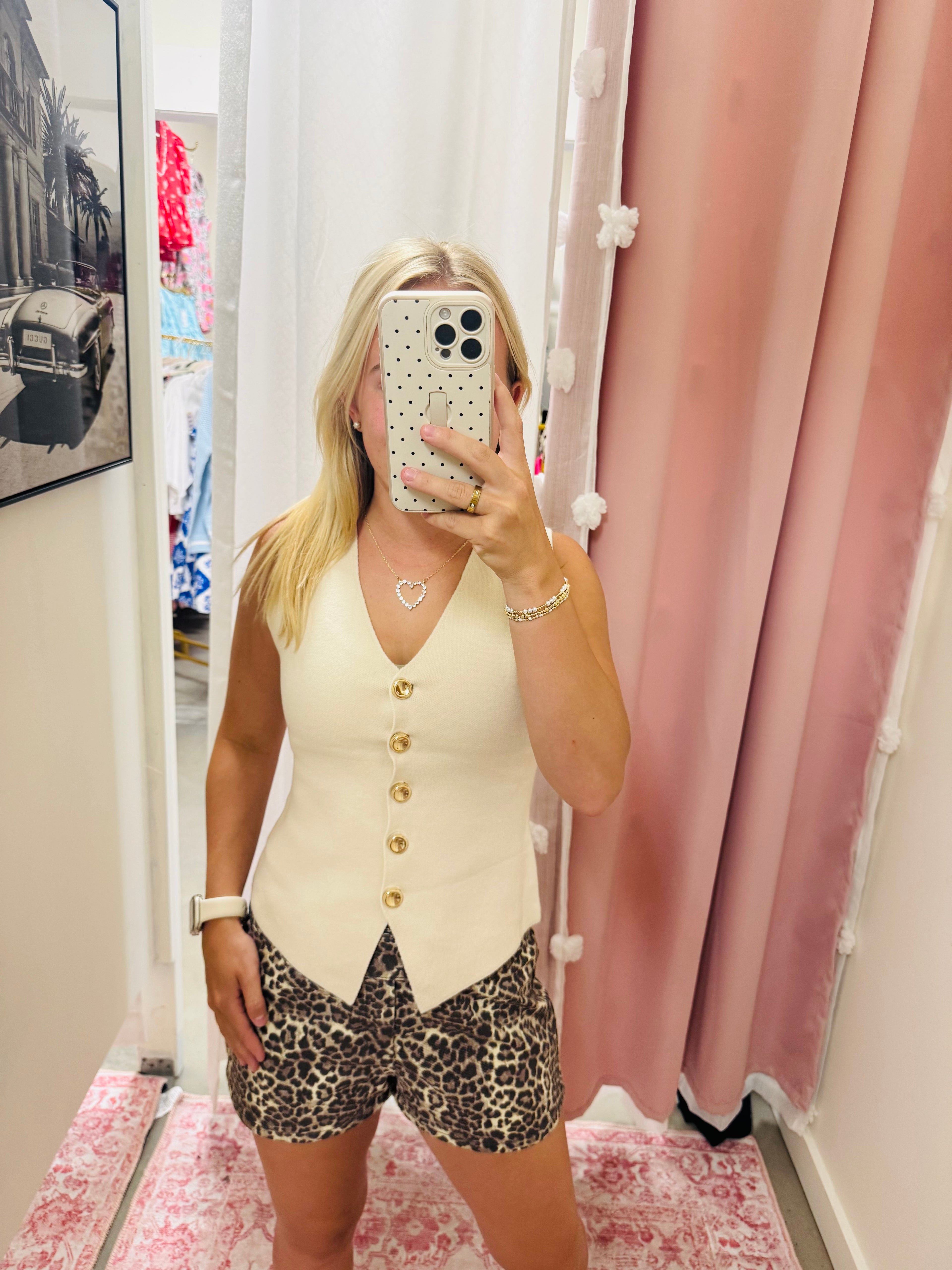 Cream Button Up Sweater Vest