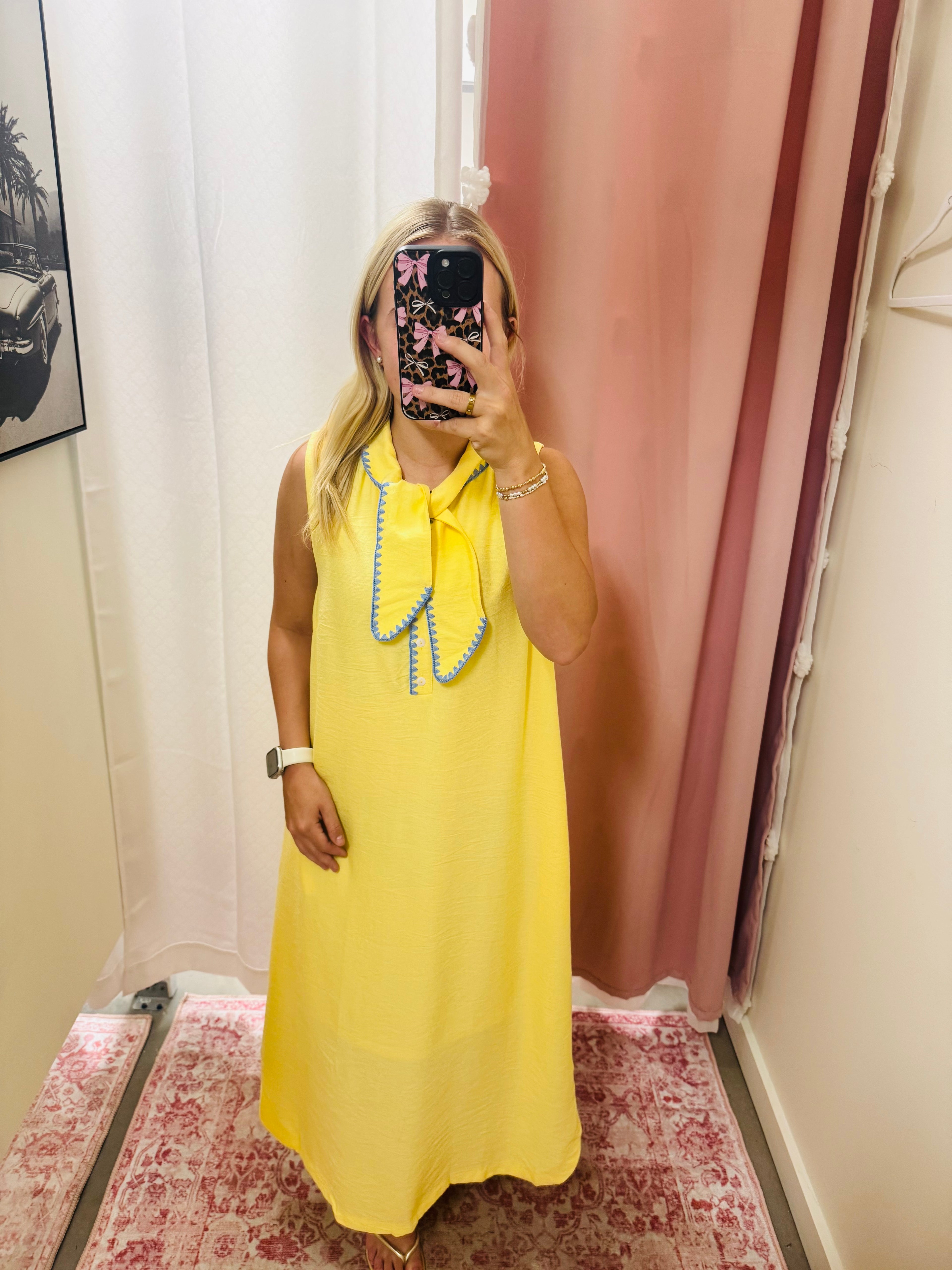 Lemon Linen Maxi Dress
