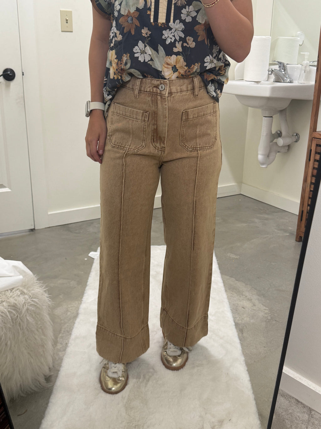 Camel Wide Leg Jeans