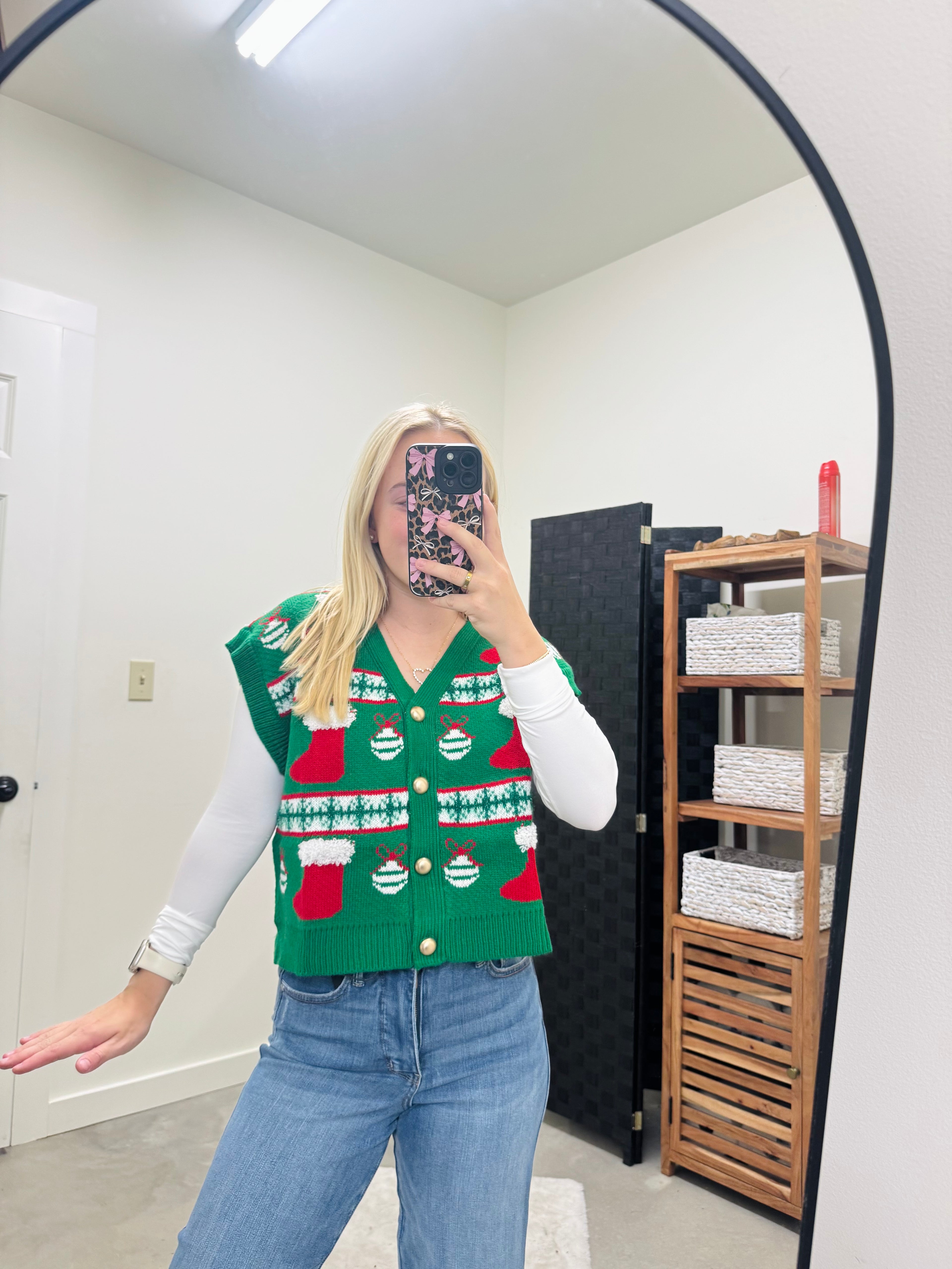 Christmas Button Up Vest