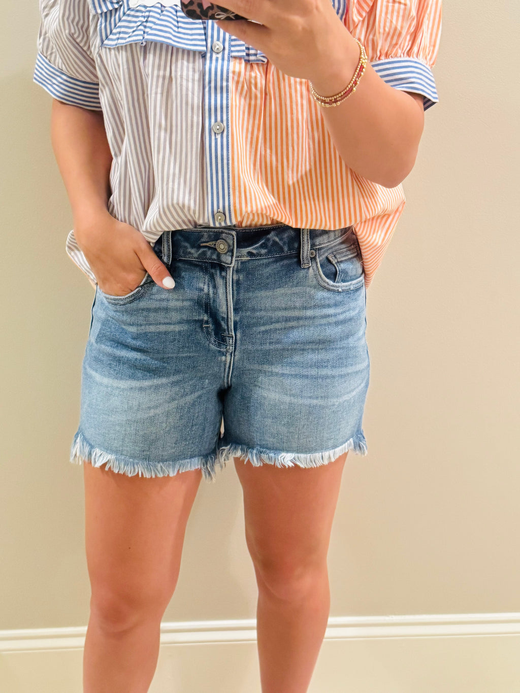 Medium Wash Hidden Shorts