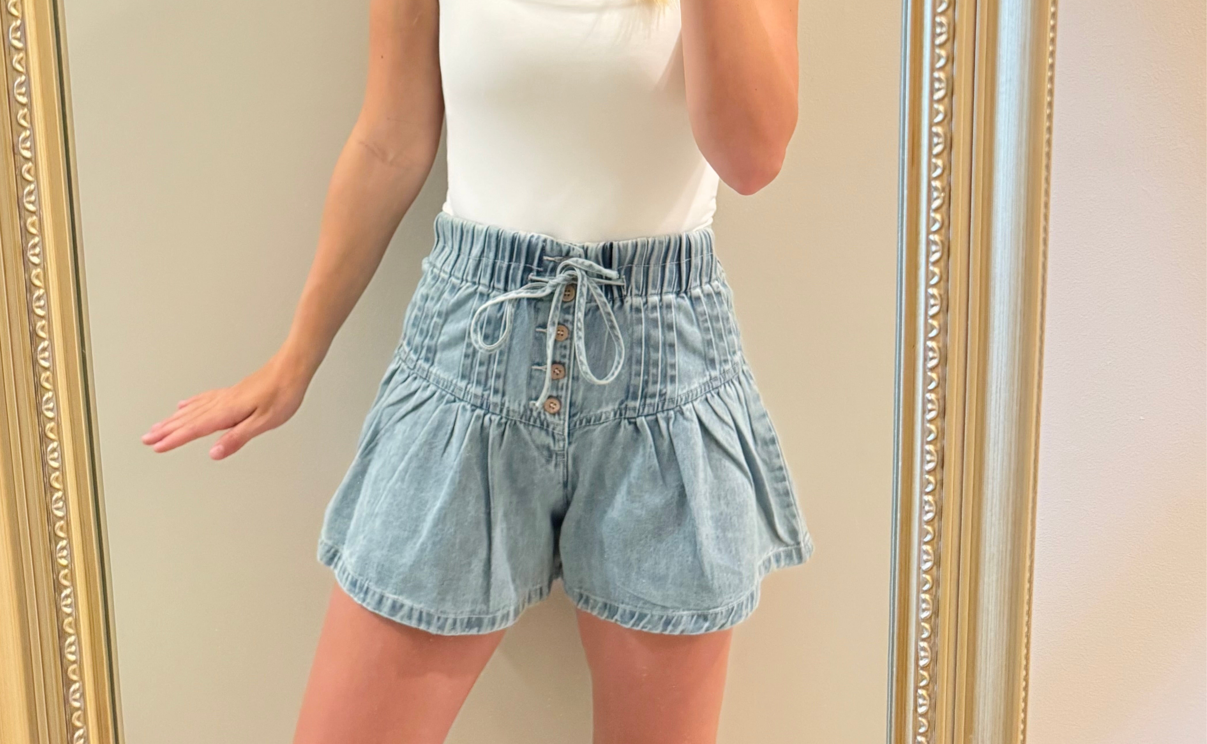Denim Flowy Shorts