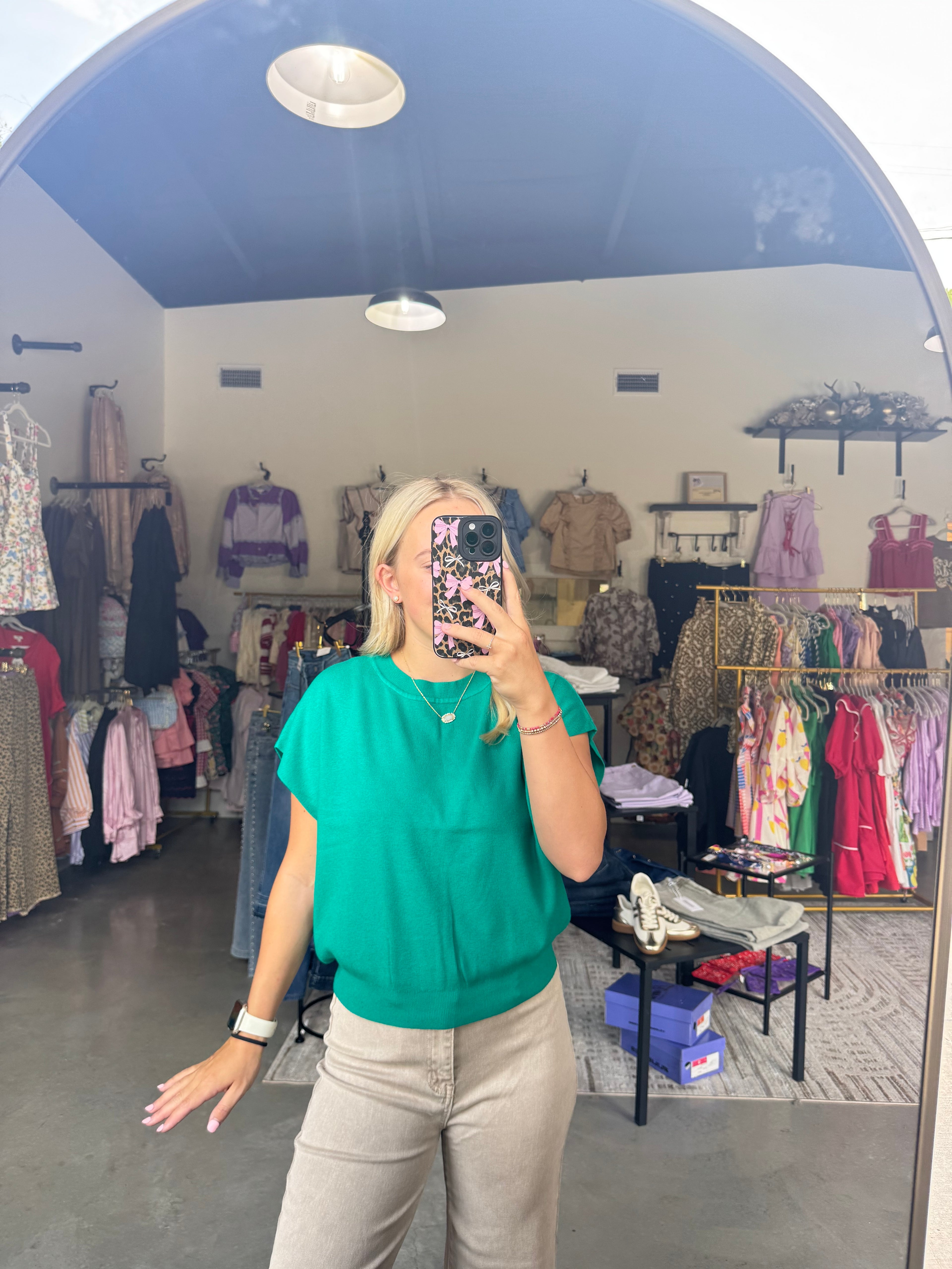 Kelly Green Light Weight Sweater Top