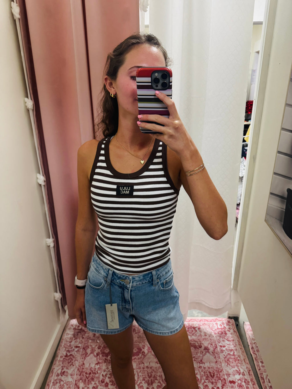 Brown and White Striped Tank