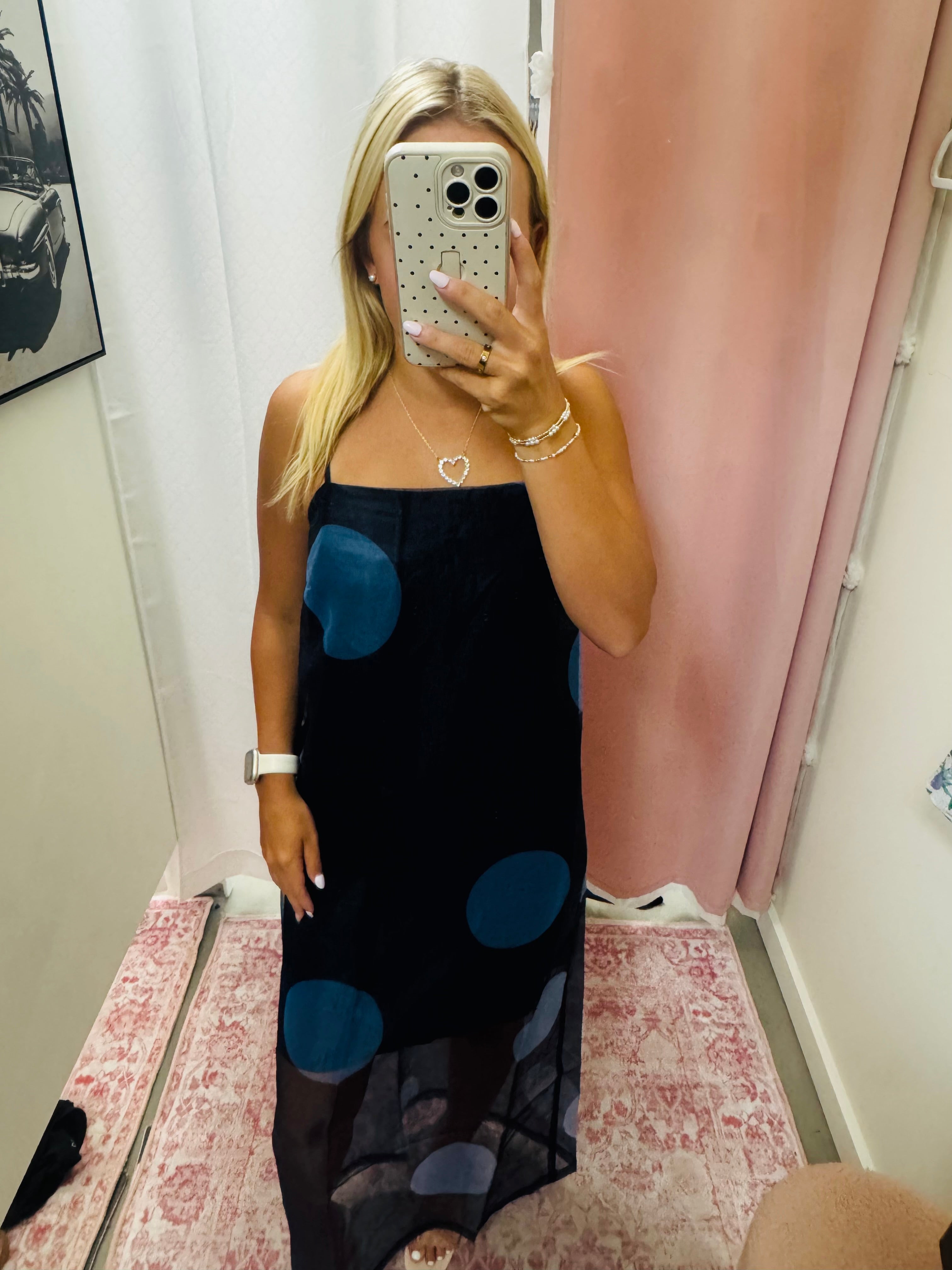 Navy Sheer Overlay Maxi