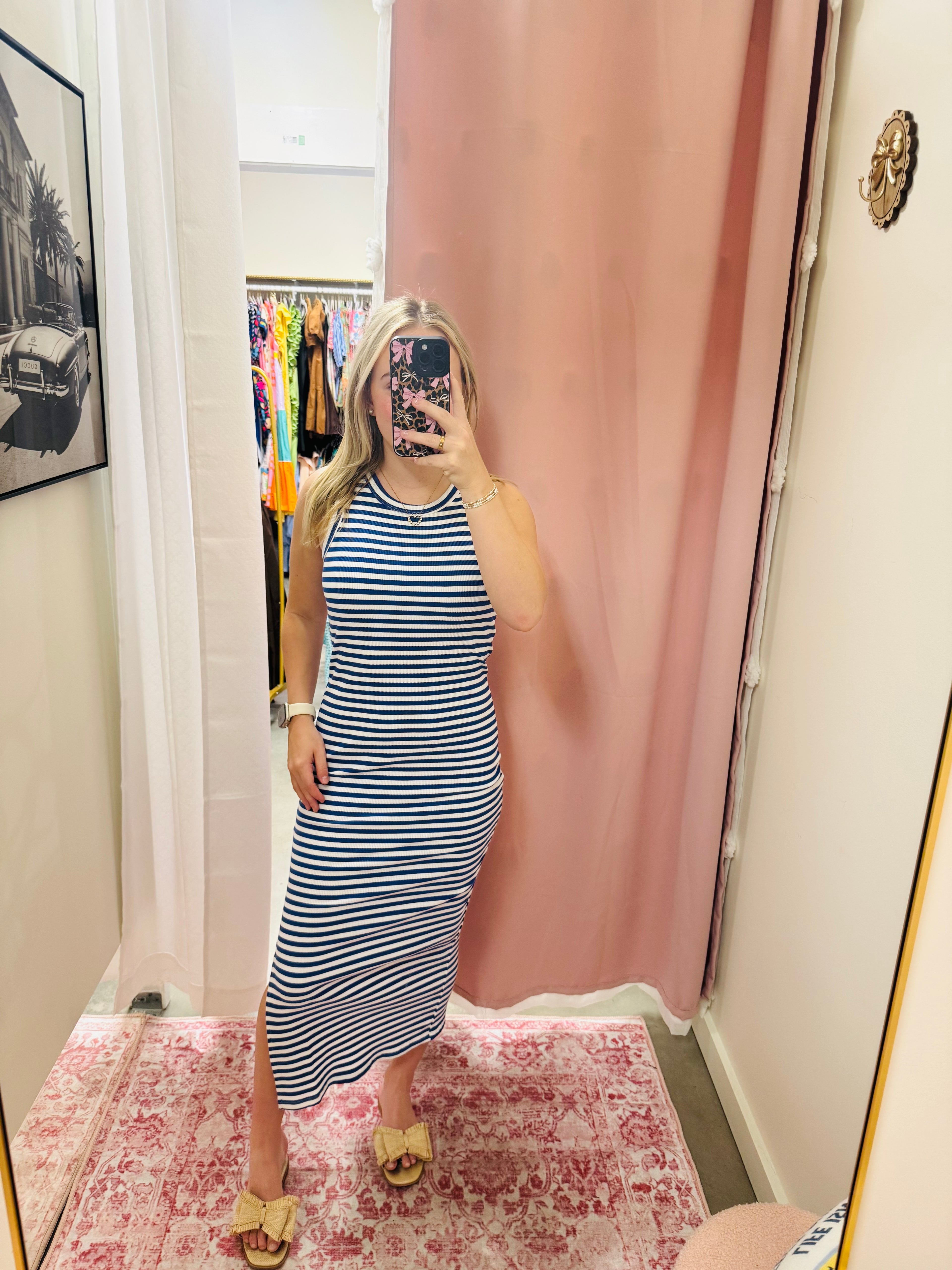 Blue Ribbed Knit Dress