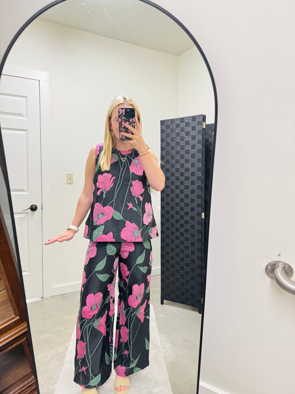 Black and Pink Flower Top