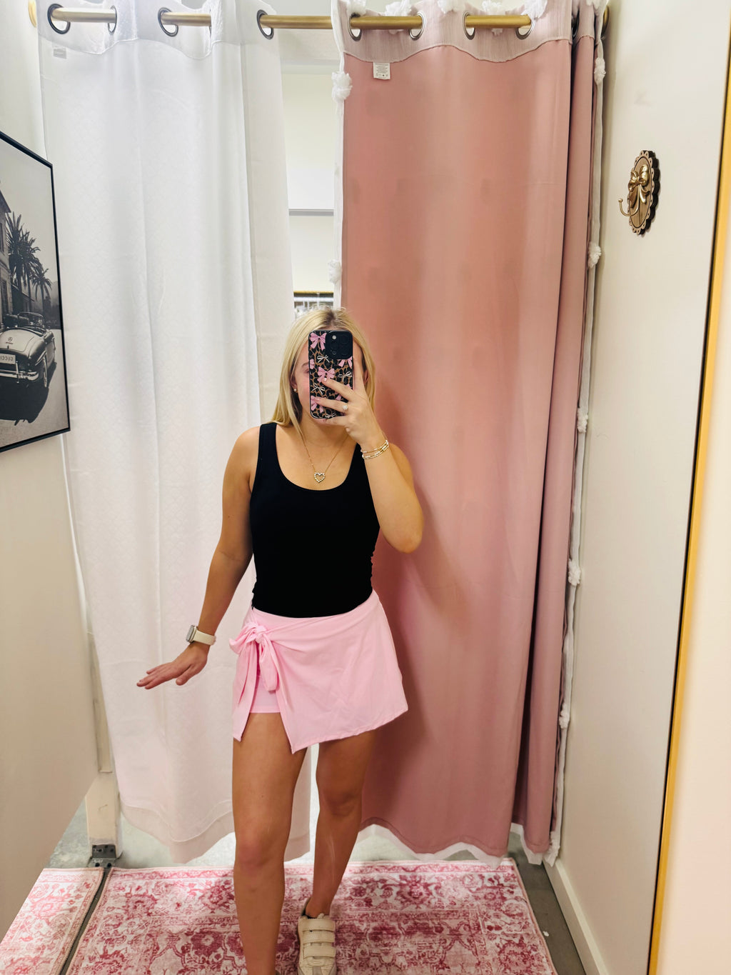 Baby Pink Wrap Tie Skort