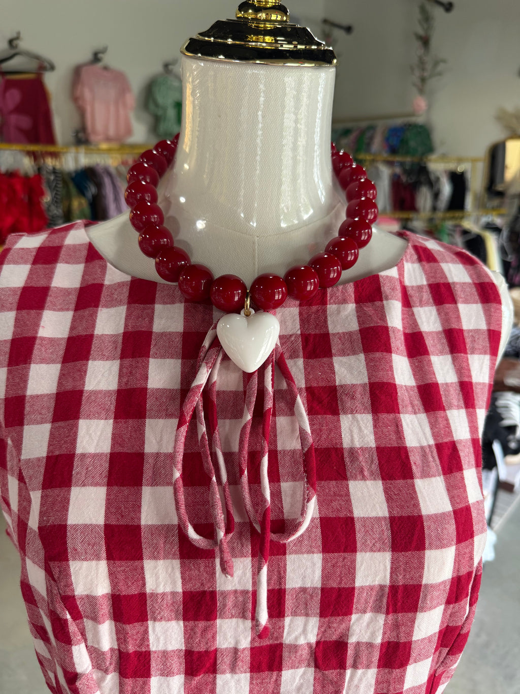 Burnt Red Chunky Heart Necklace