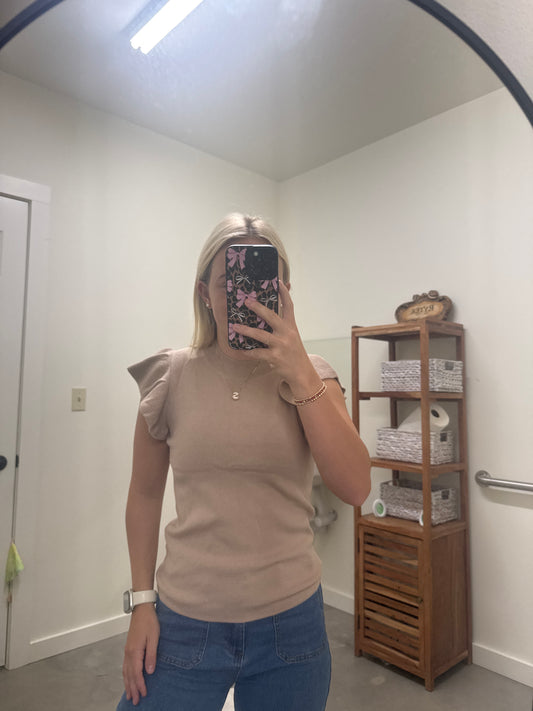 Taupe Ruffle Top