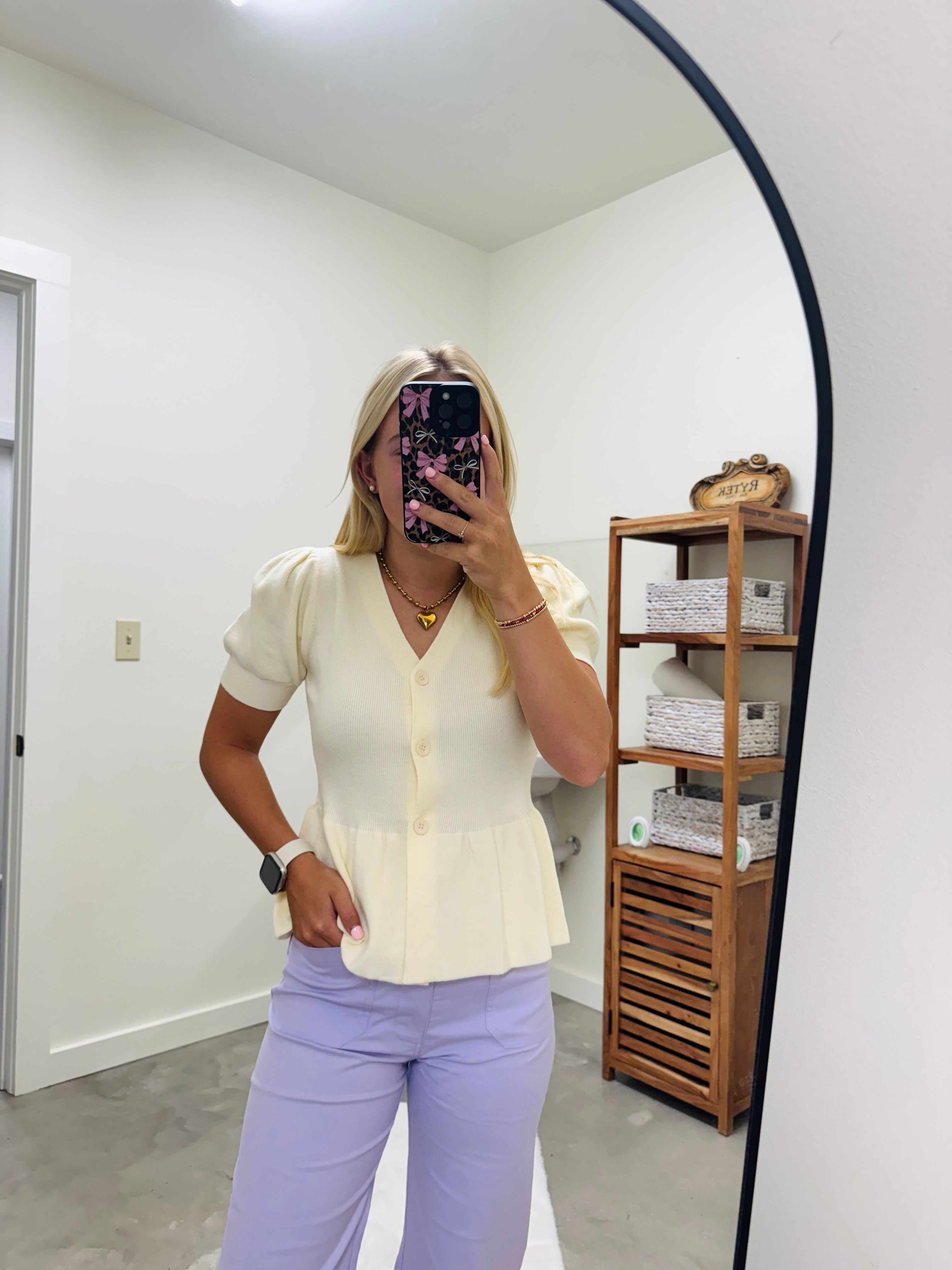 Cream Peplum Rib Top