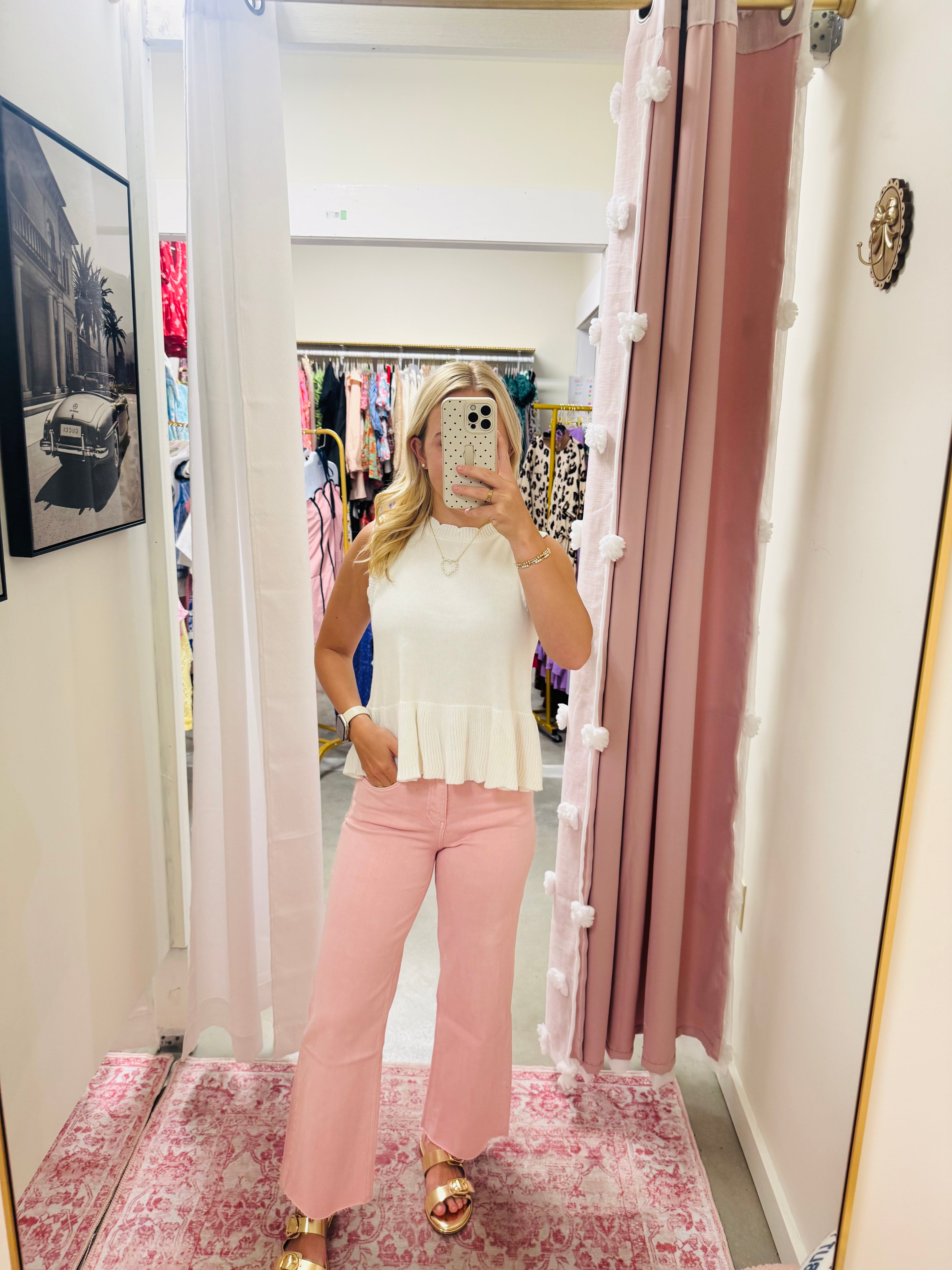 Baby Pink High Rise Crop Jean