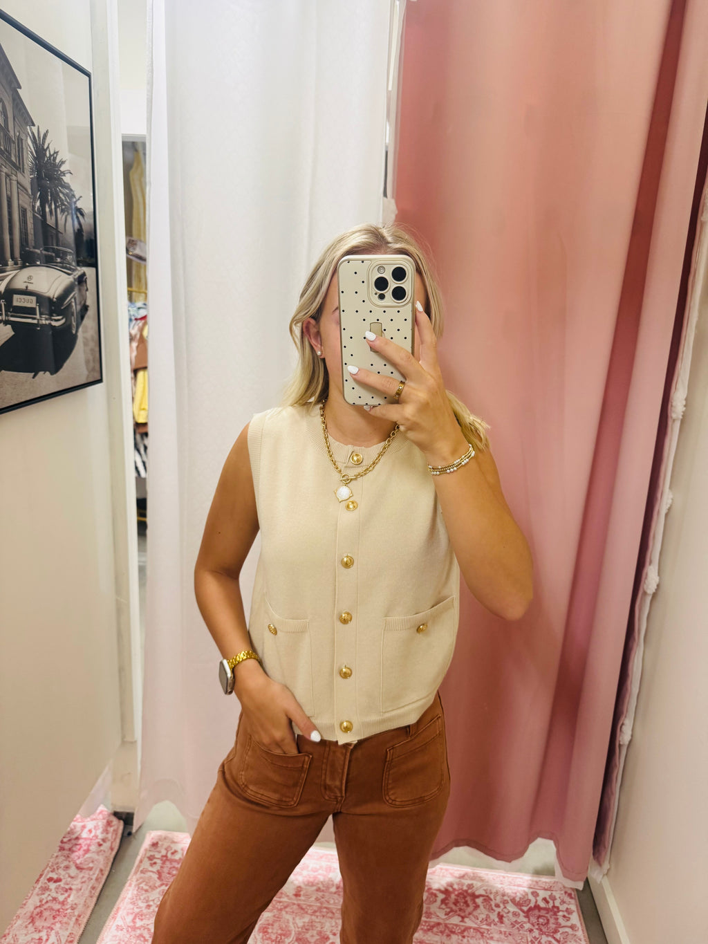 Gold Button Up Vest