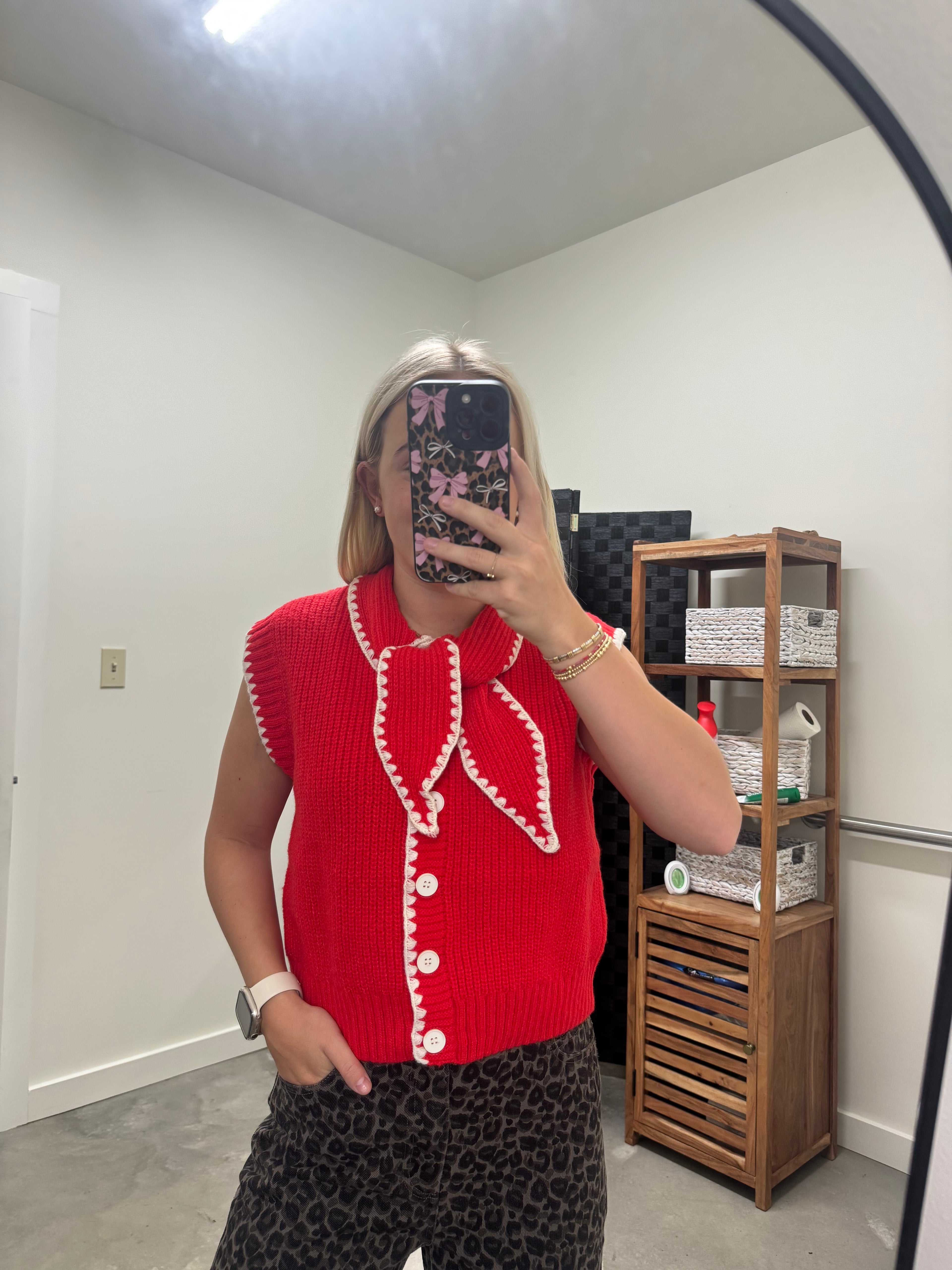 Red and White Sweater Vest