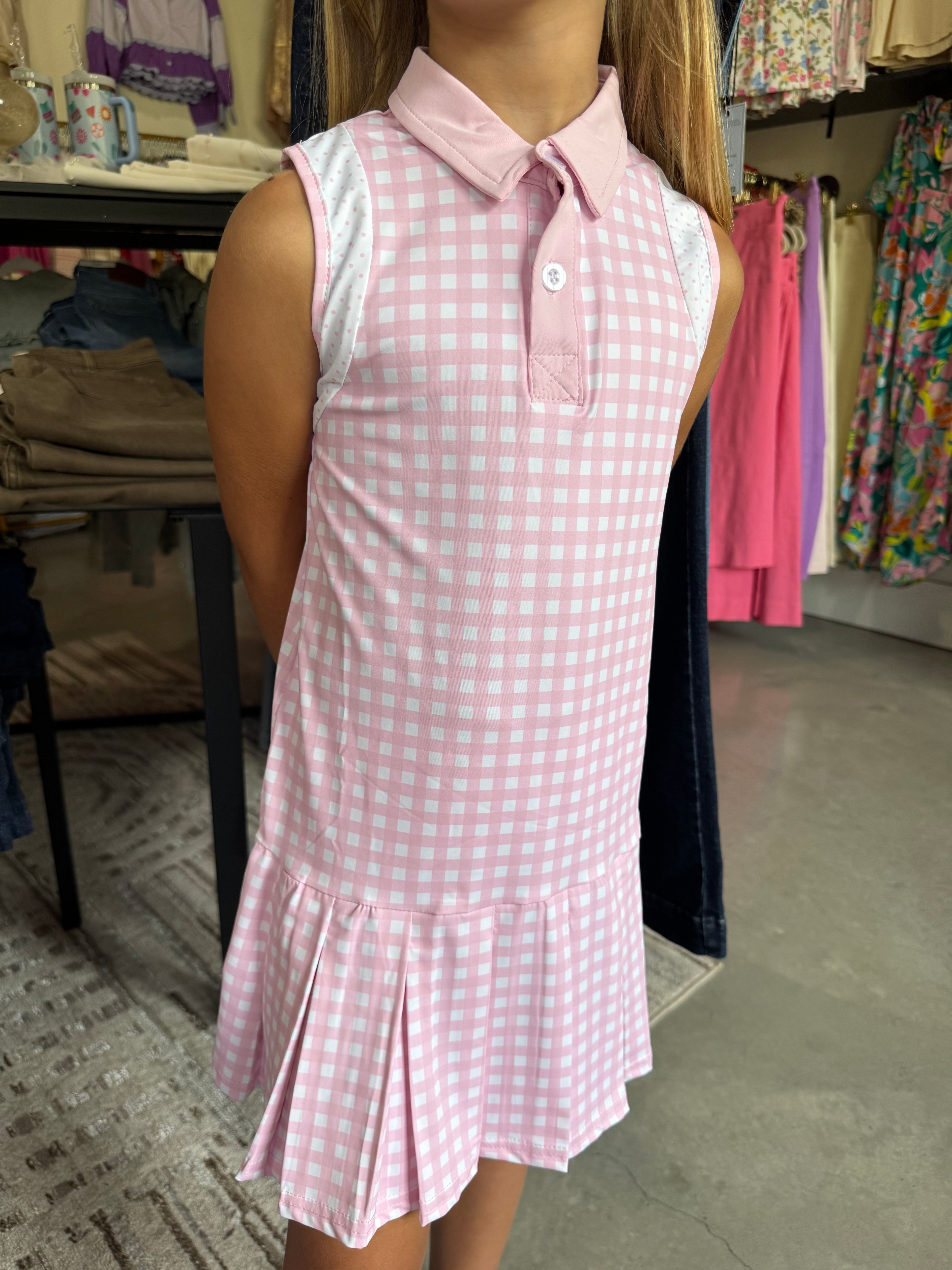 Pink Gingham Athletic Dress