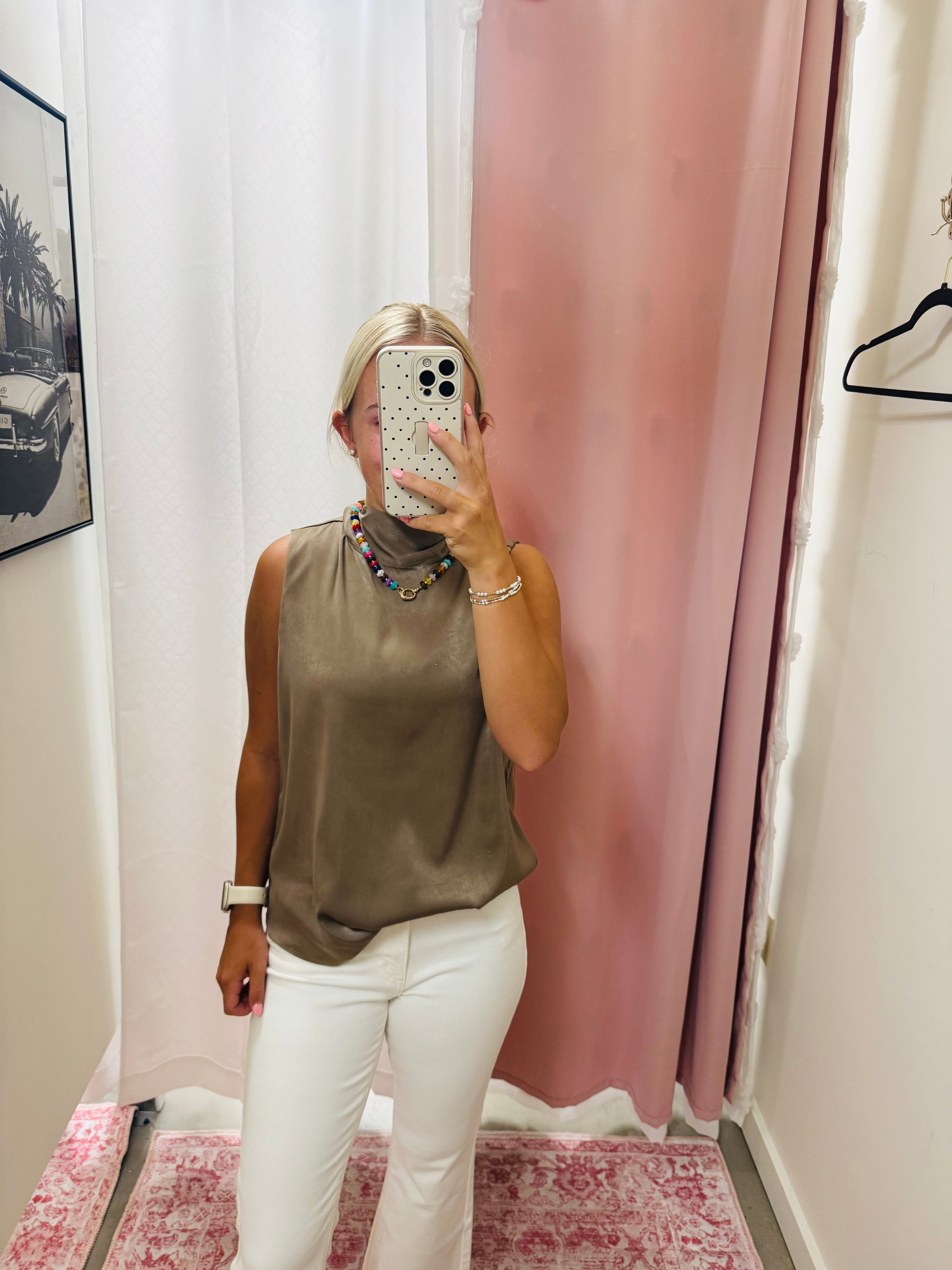 Silk Mock Neck Top