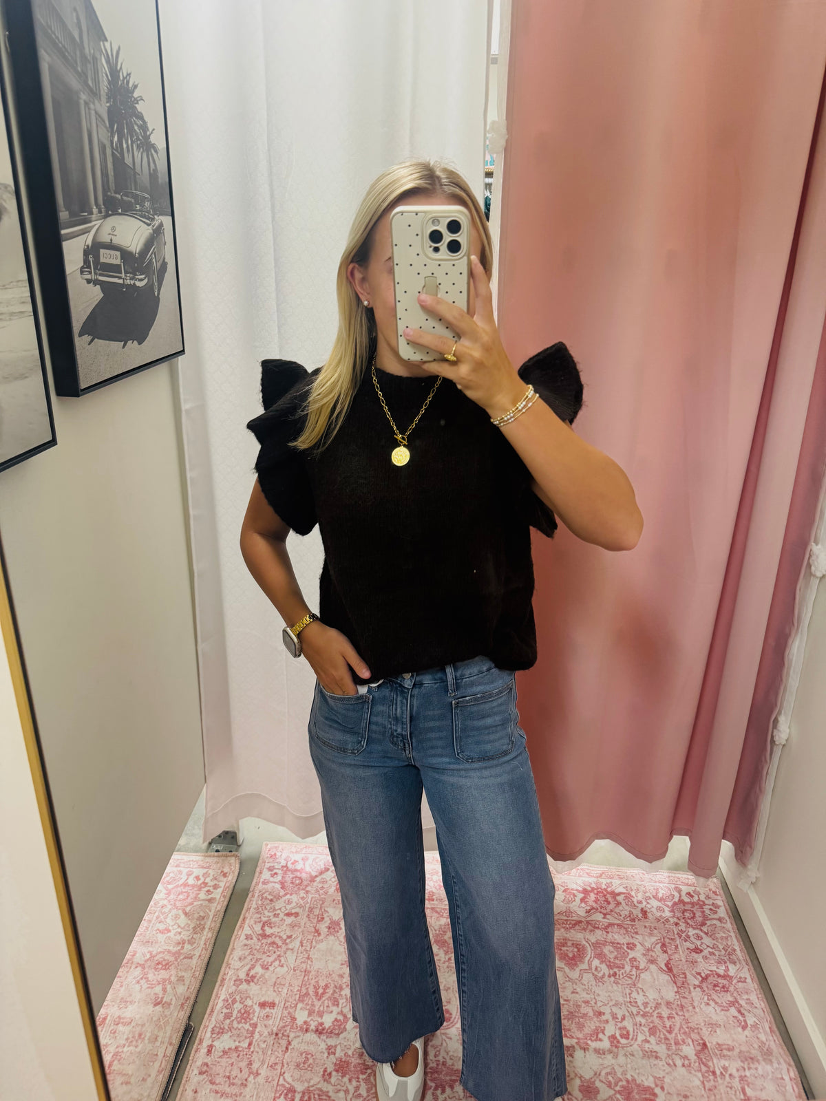 Dark Brown Flutter Sleeve Top