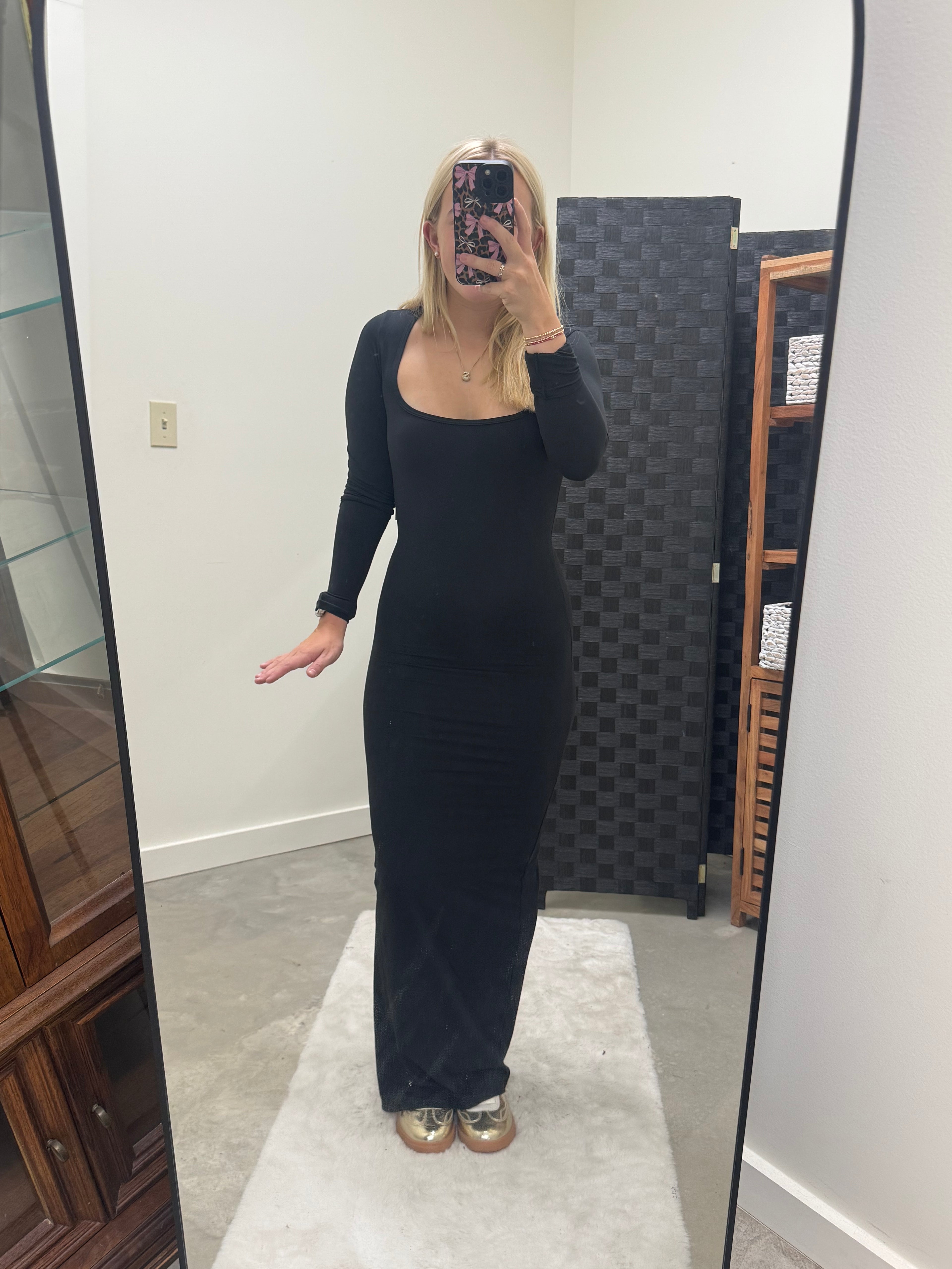 Soft Black Fitted Dress