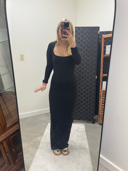 Soft Black Fitted Dress