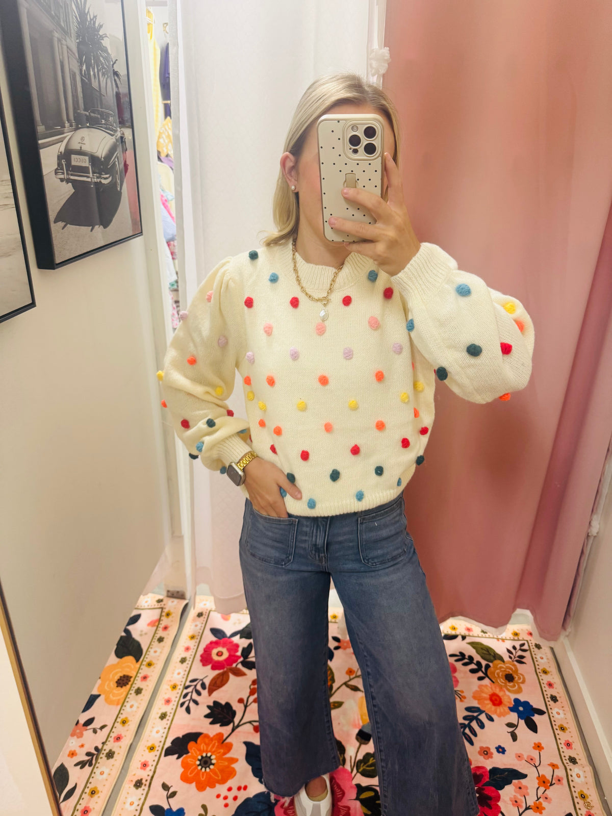 Colorful PomPom Sweater