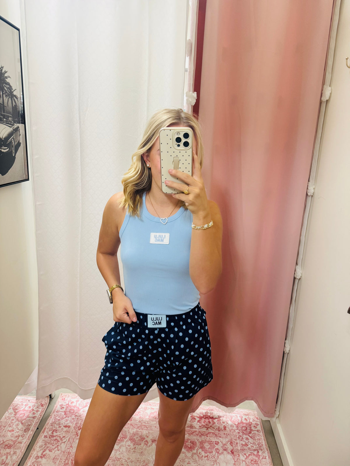 Lulu Mac Navy Polka Shorts
