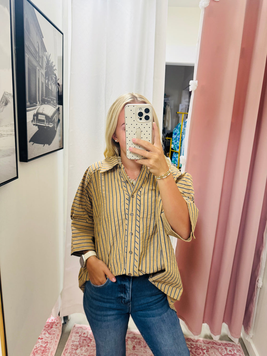 Oversized Camel Stripe Top