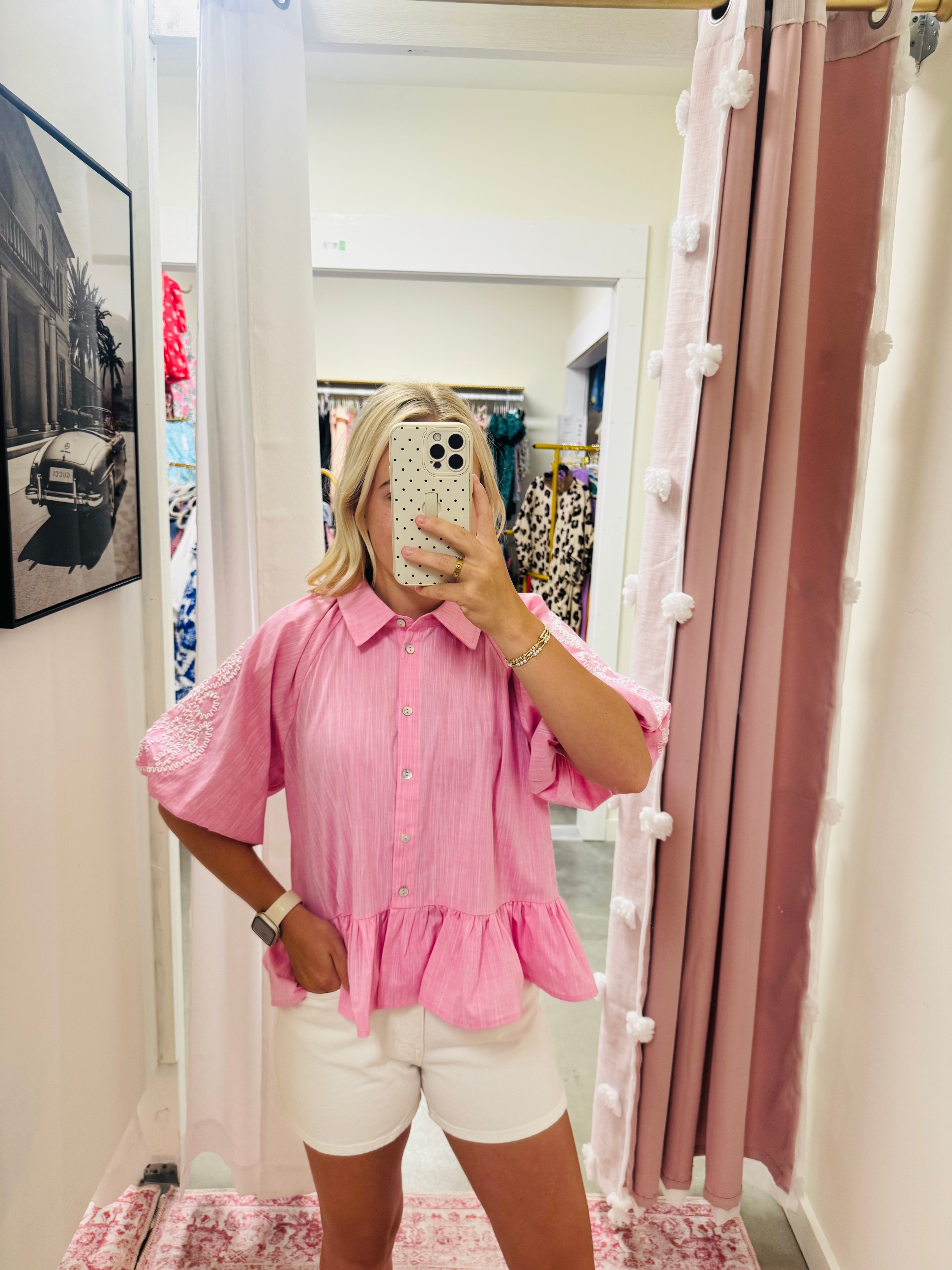 Light Pink Linen Top