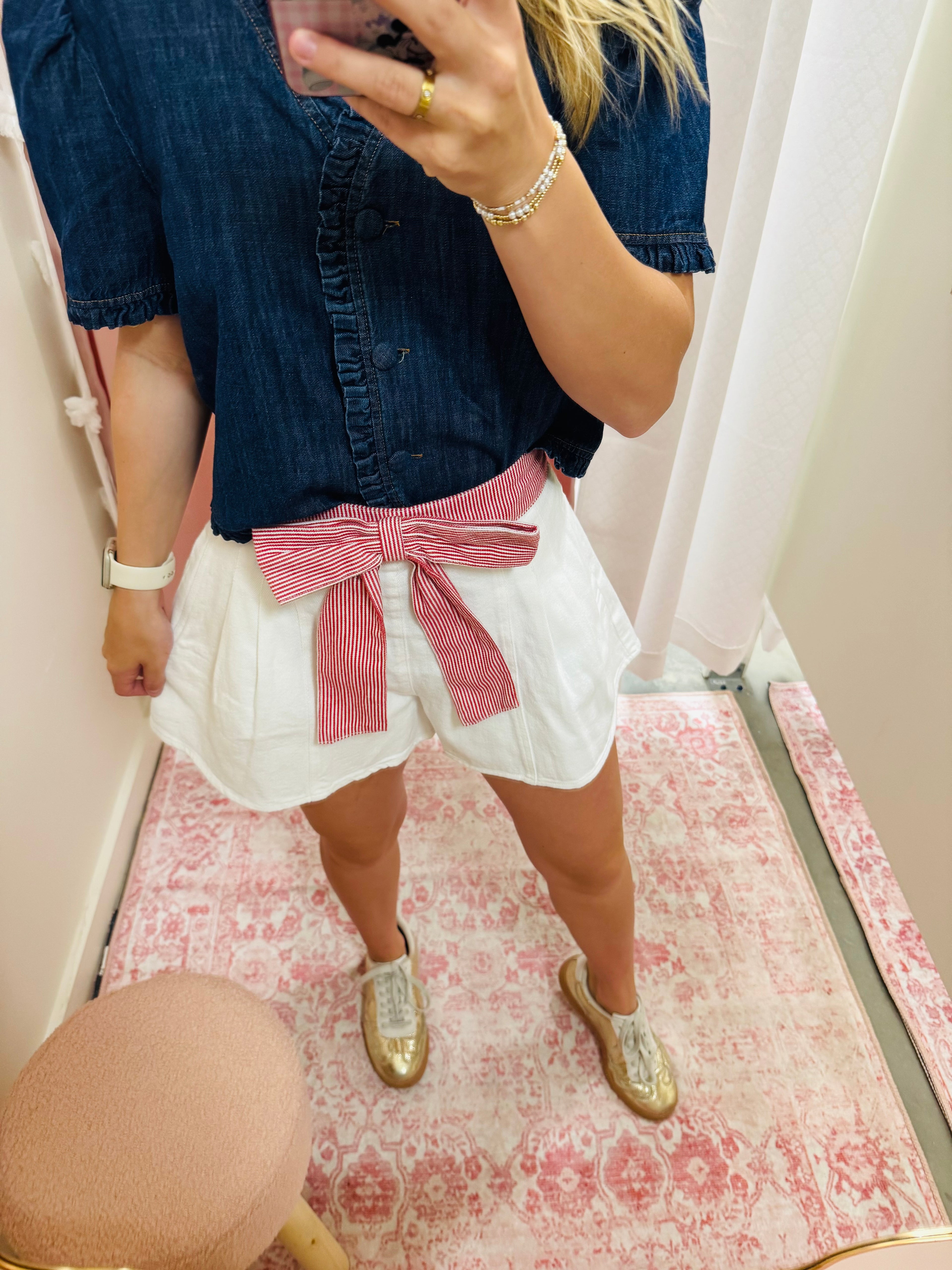 Red and White Bow Shorts