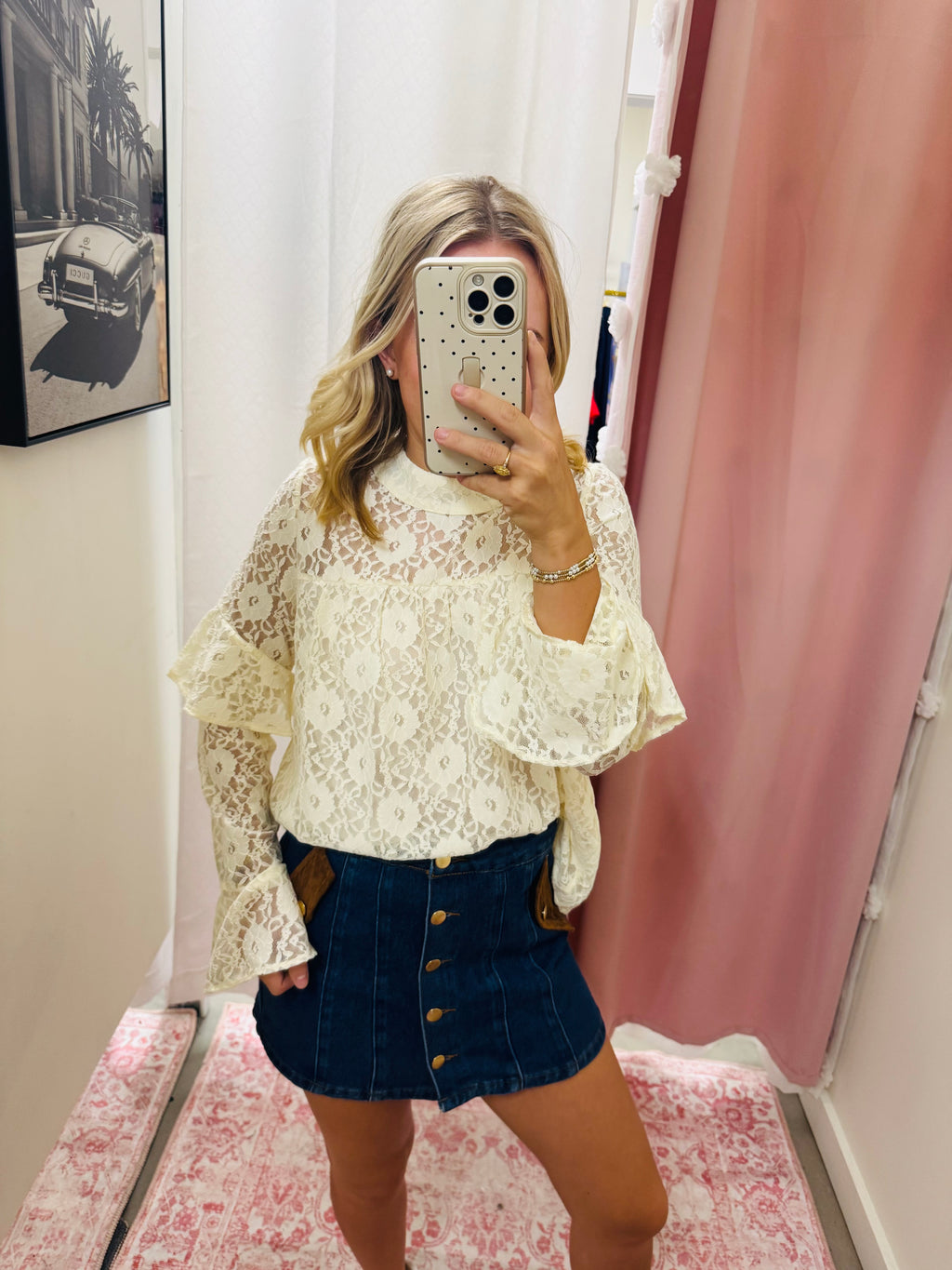 Lace Mock Neck Blouse