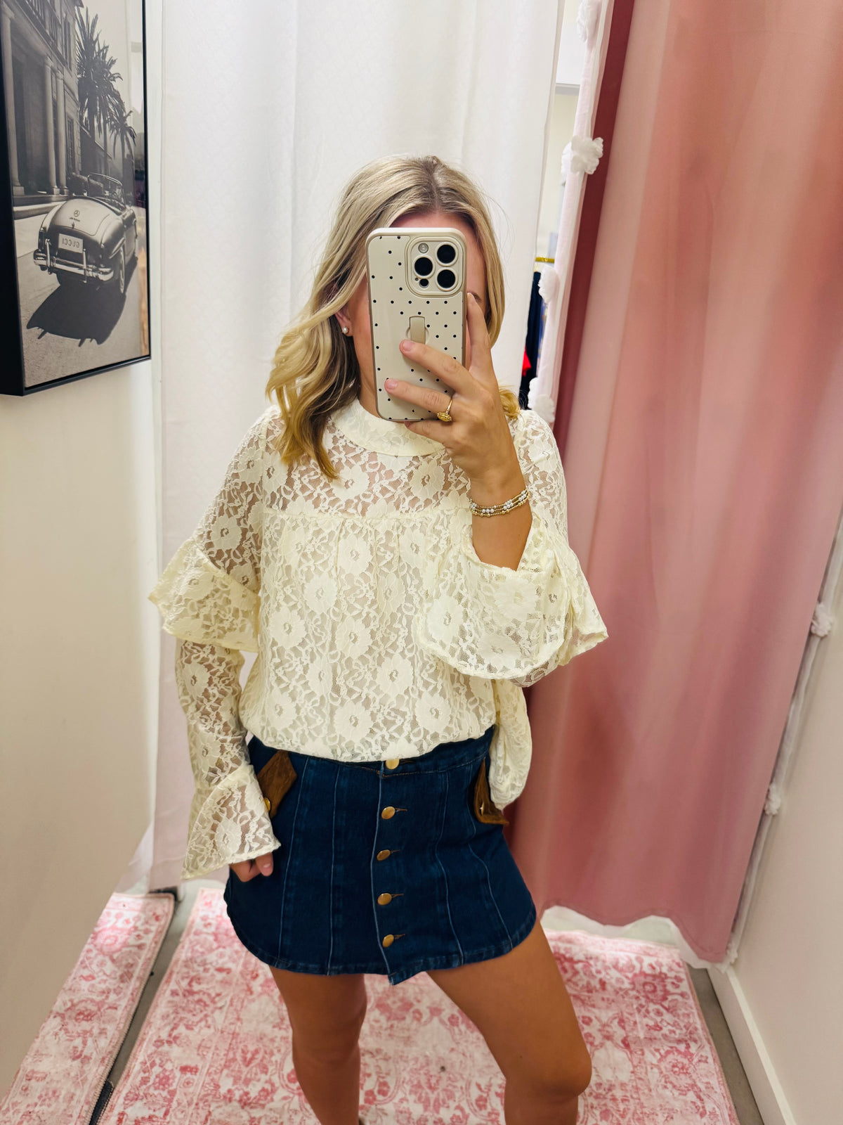 Lace Mock Neck Blouse