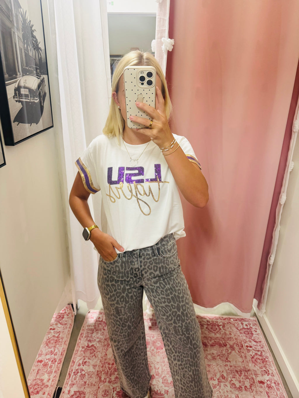 Grey Leopard Printed Jeans