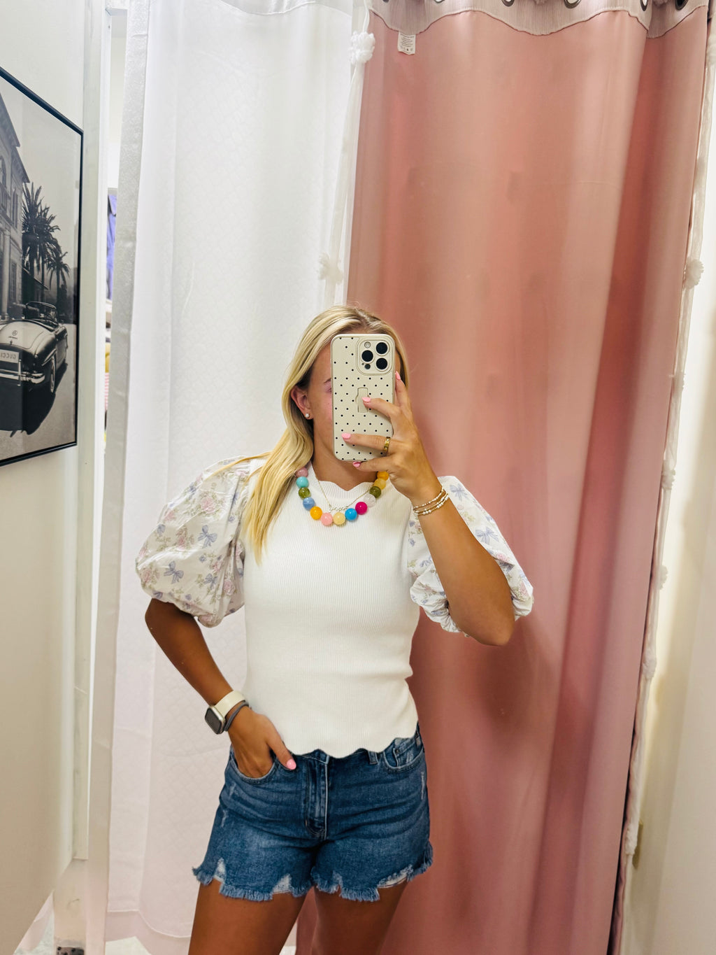 Floral Scalloped Knit Top