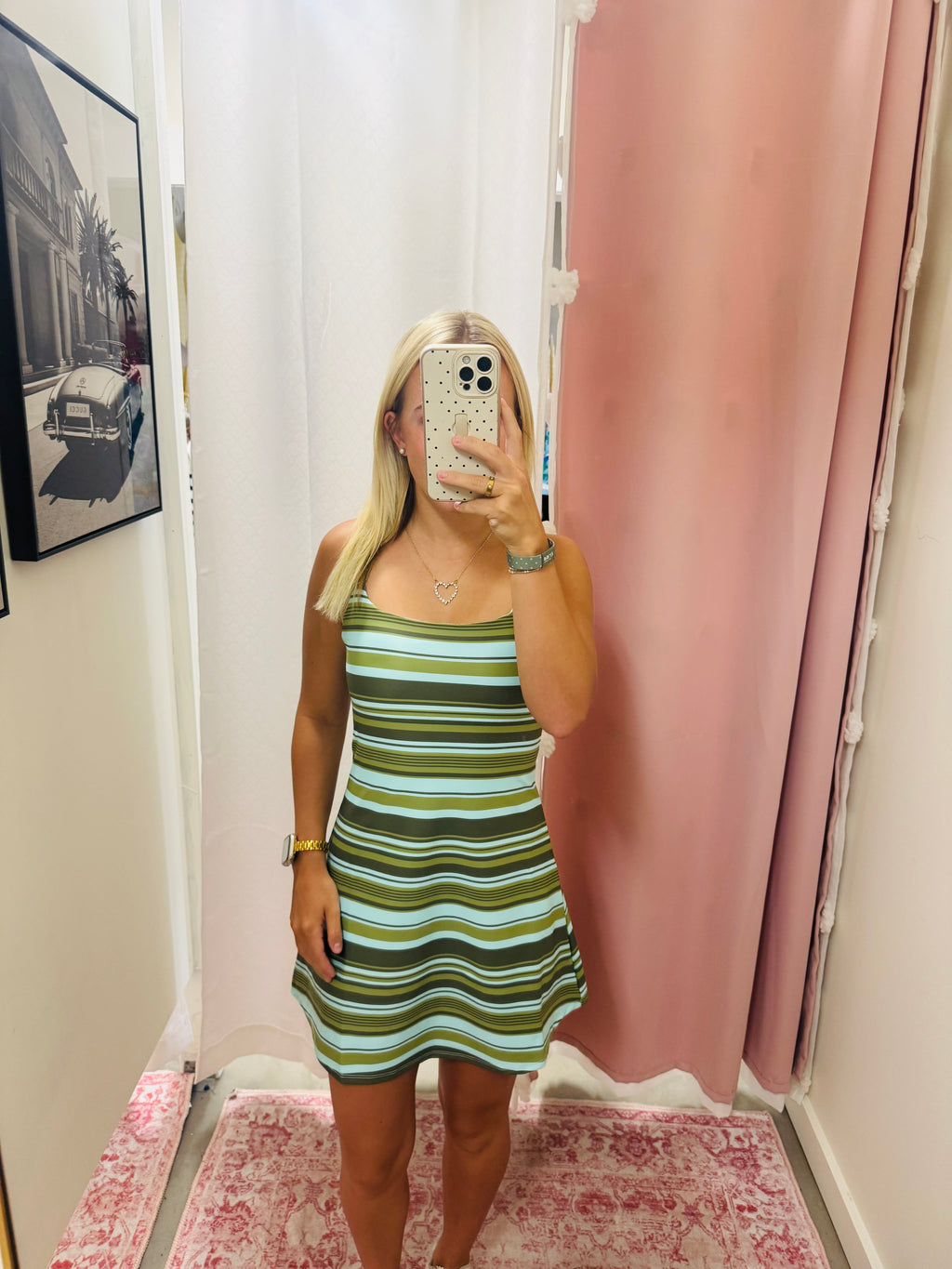 Green and Blue Stripe Athletic Dress