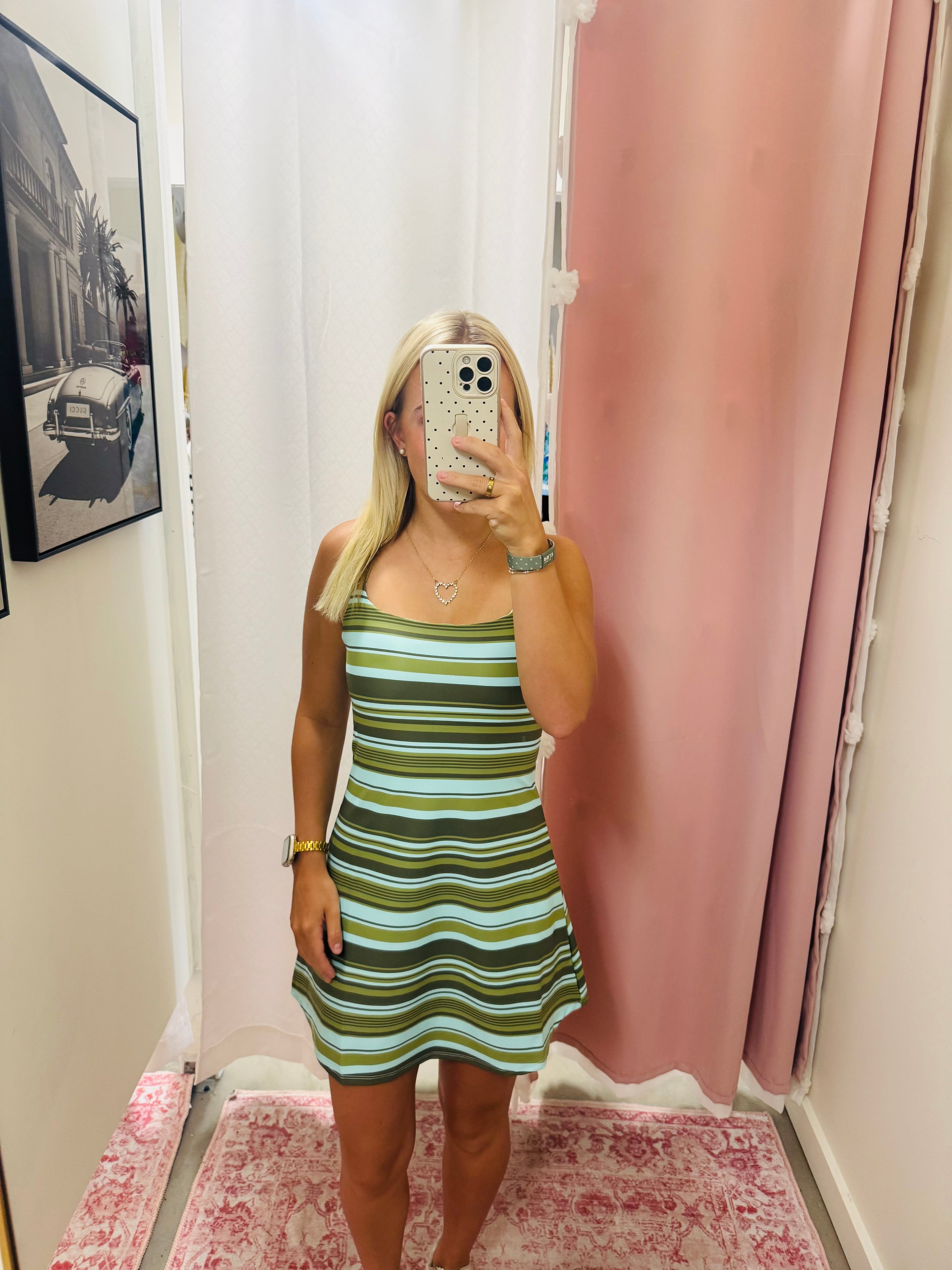 Green and Blue Stripe Athletic Dress