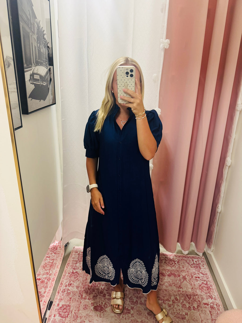 Navy Embroidered Maxi Dress