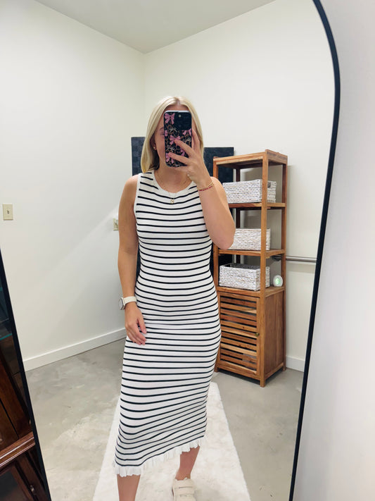 White and Black Ruffle Dress