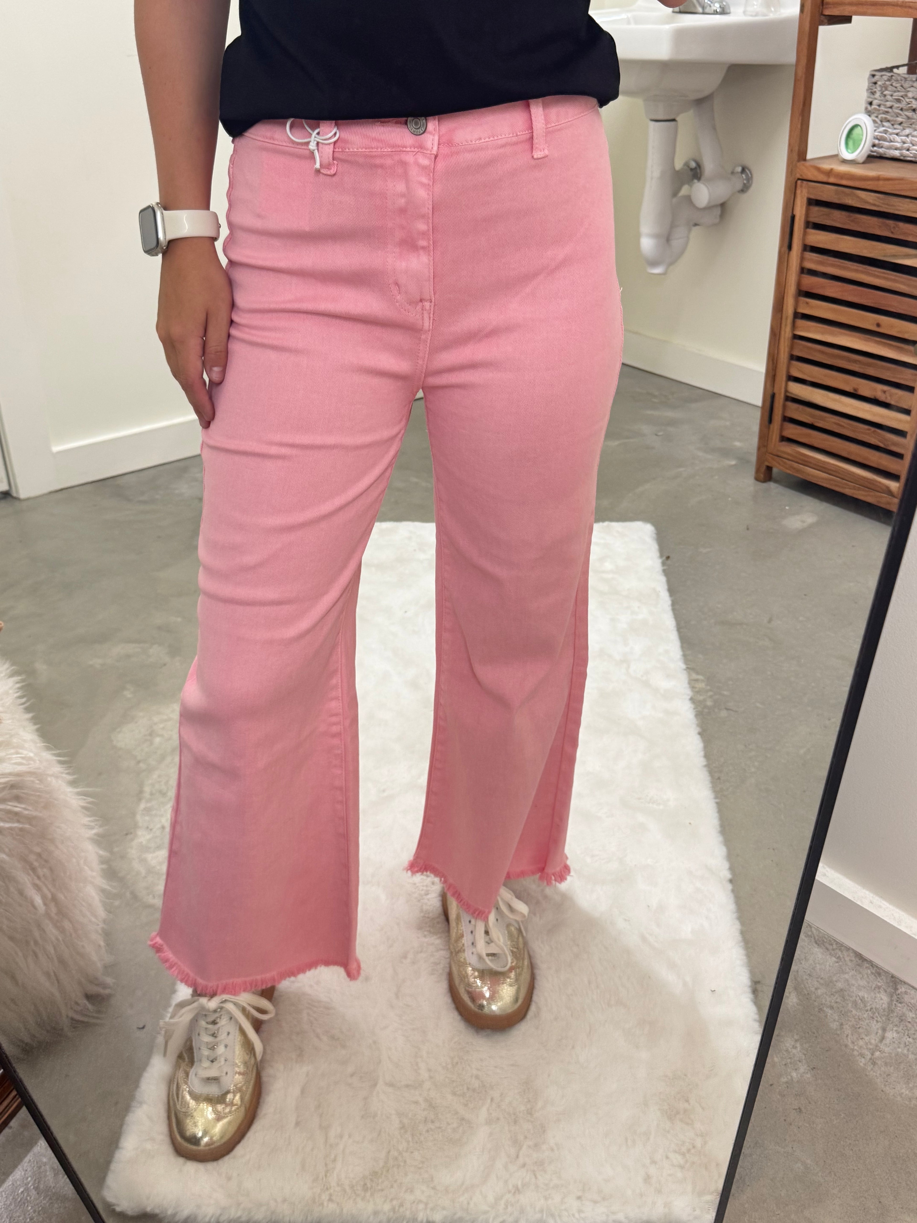 Cropped Baby Pink Jeans