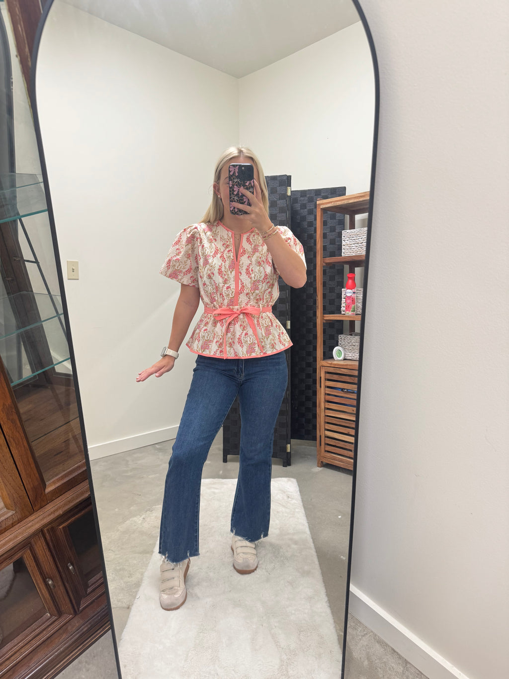 Pink Floral Peplum Top