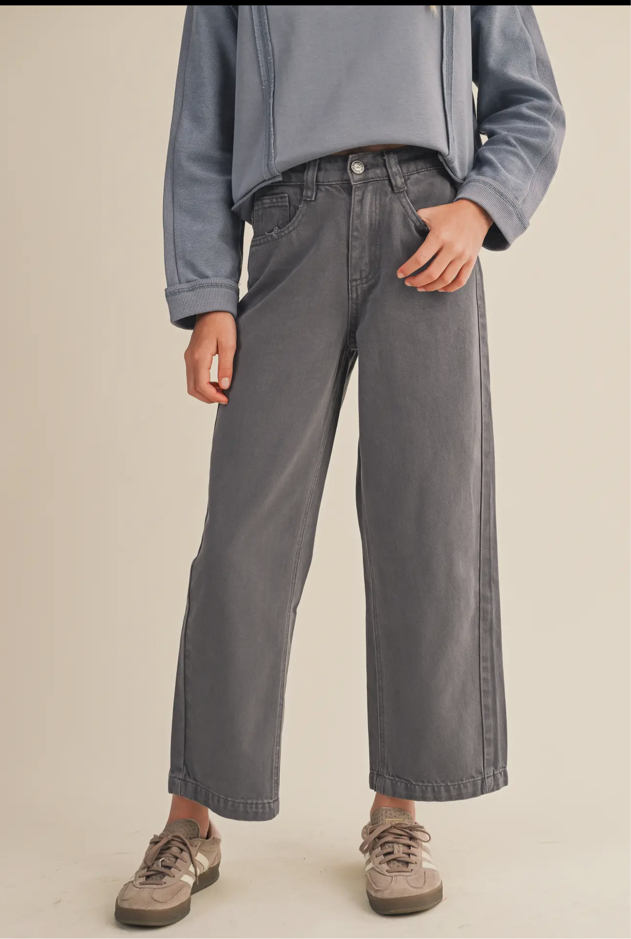 Wide Leg Dark Grey Tween Jeans
