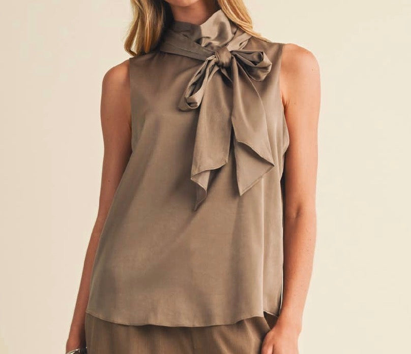 Silk Mock Neck Top